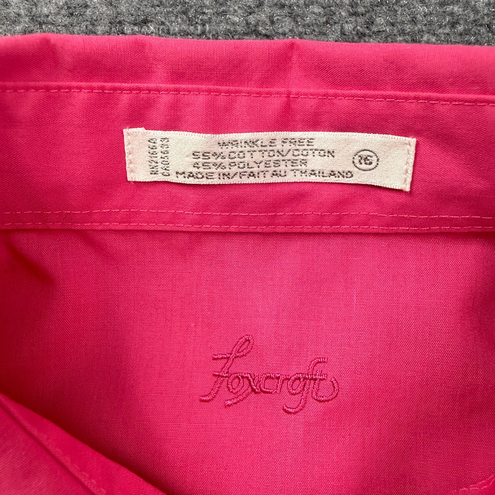 Foxcroft Womens Button Up Dress Shirt Size 16 Pink Wrinkle Free Long Sleeve