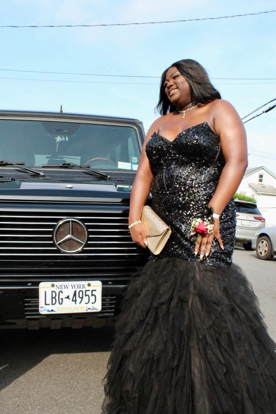 Women’s Black Strapless Sweetheart Sequin Ruffle Mermaid Gown Long Plus 18