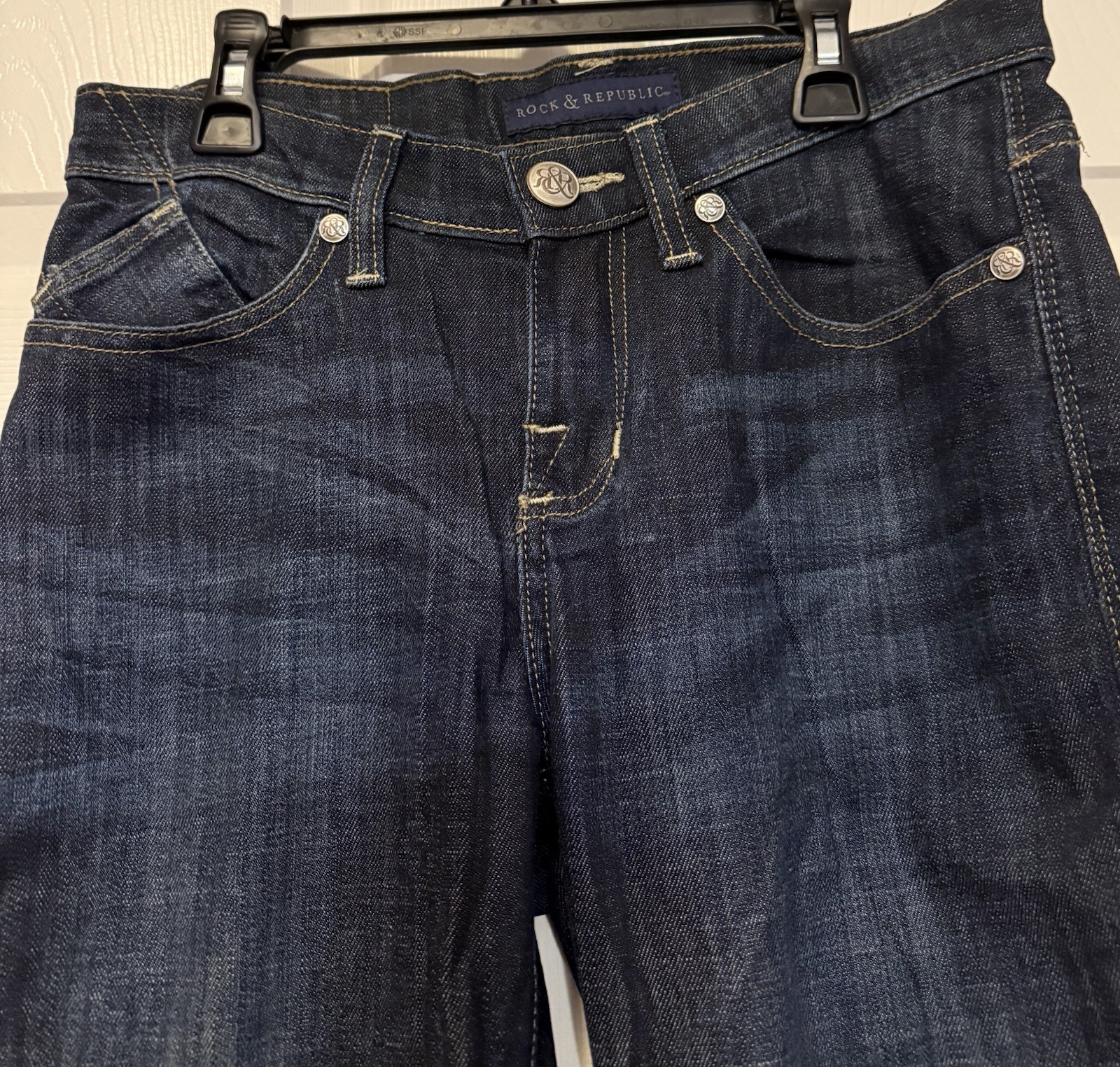 Rock & Republic Kasandra Bootcut Jeans Women’s Size 28 Dark Wash Rhinestone