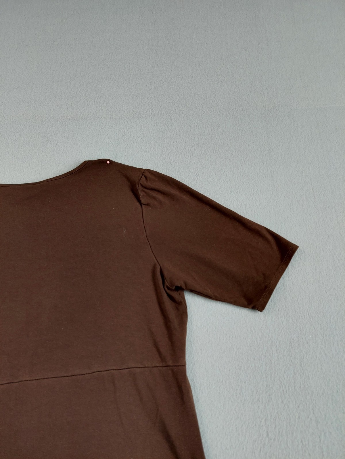 Style&Co Women Tunic Top M Brown Empire Waist Scoop Neck Short Sleeve Casual