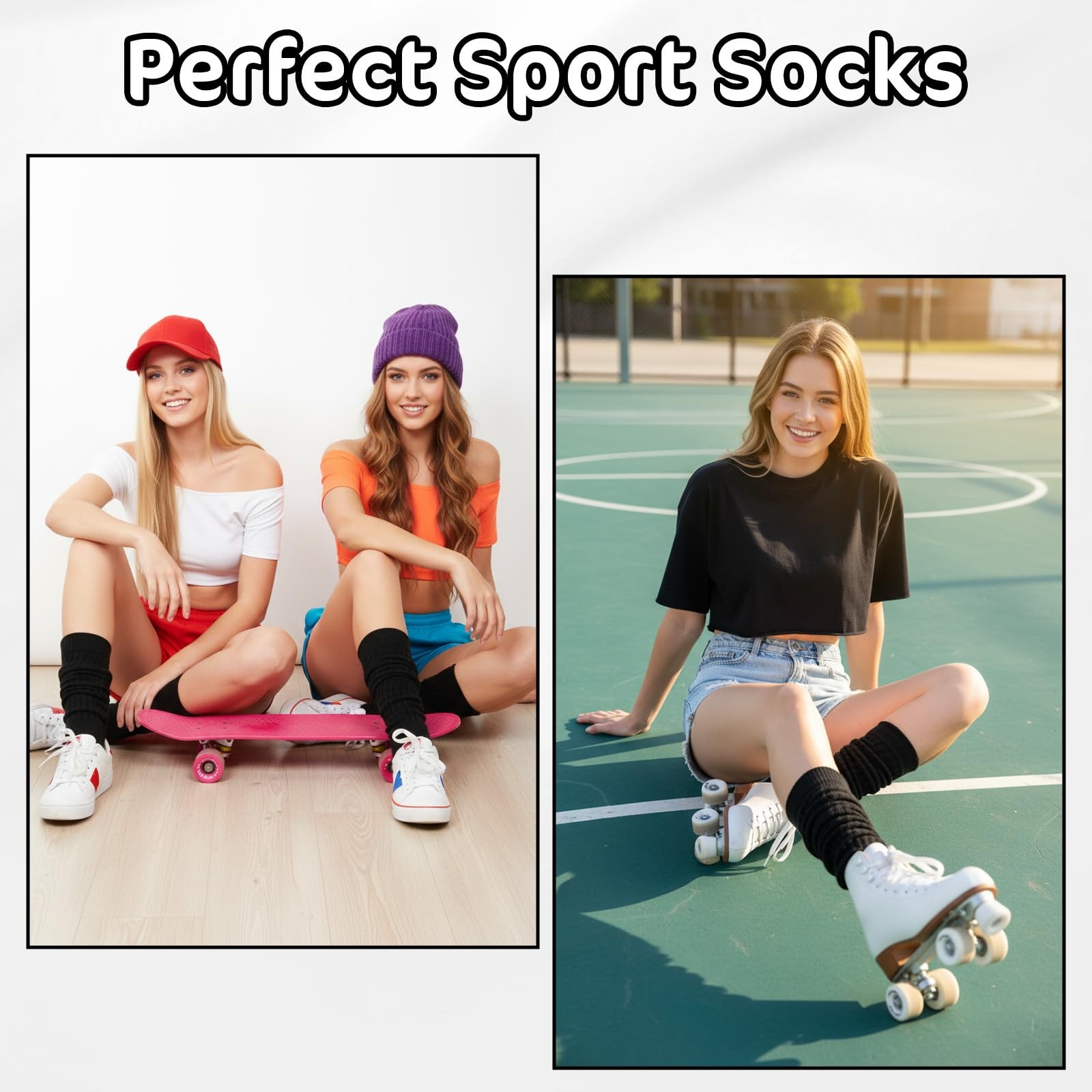 Xindojuz 1 Pair 7.1″/18cm Long Slouch Socks for Women Girls, One Size, Black