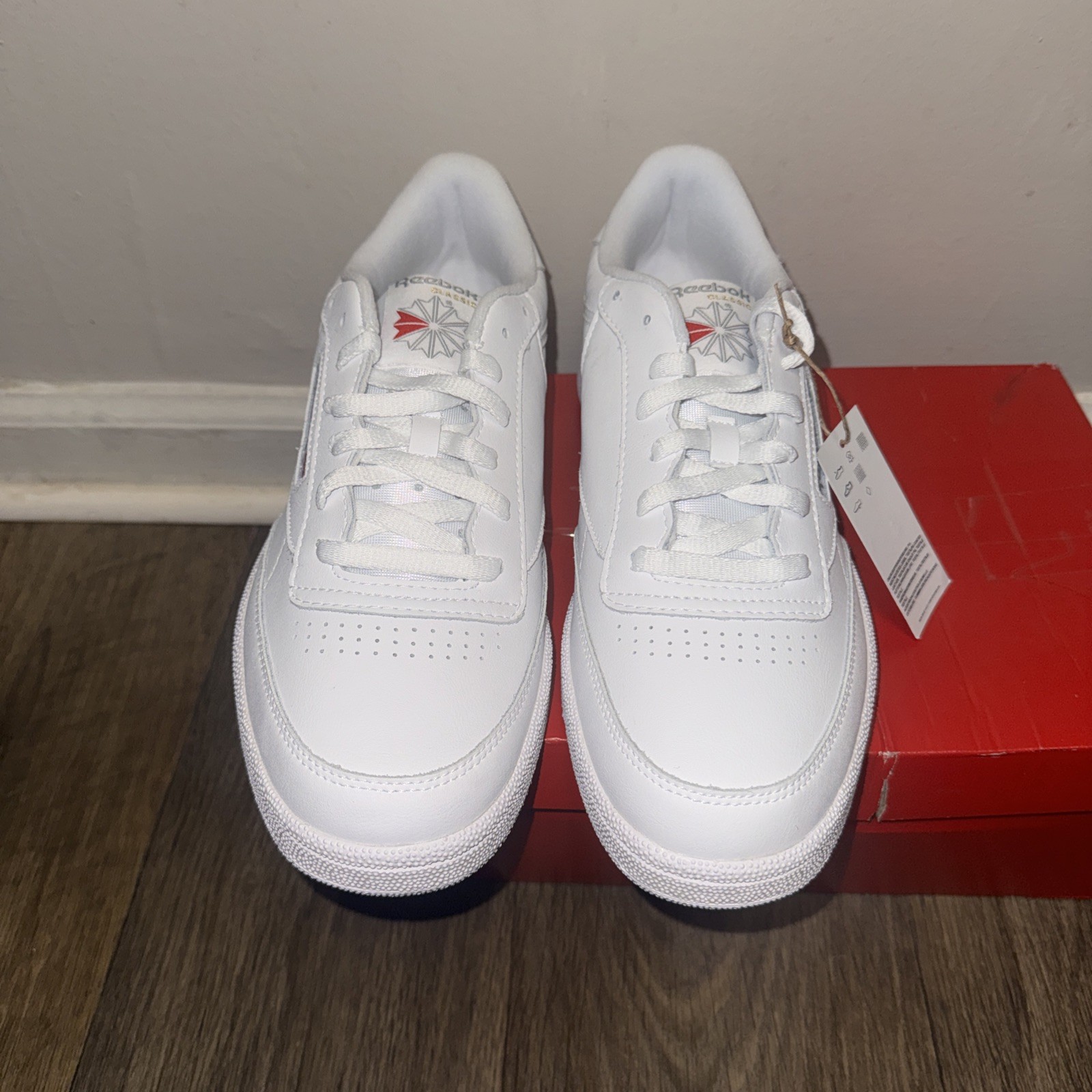-Reebok Club C 85 Classic Men’s White Low Top Lace-Up Sneakers Solid Mens 11