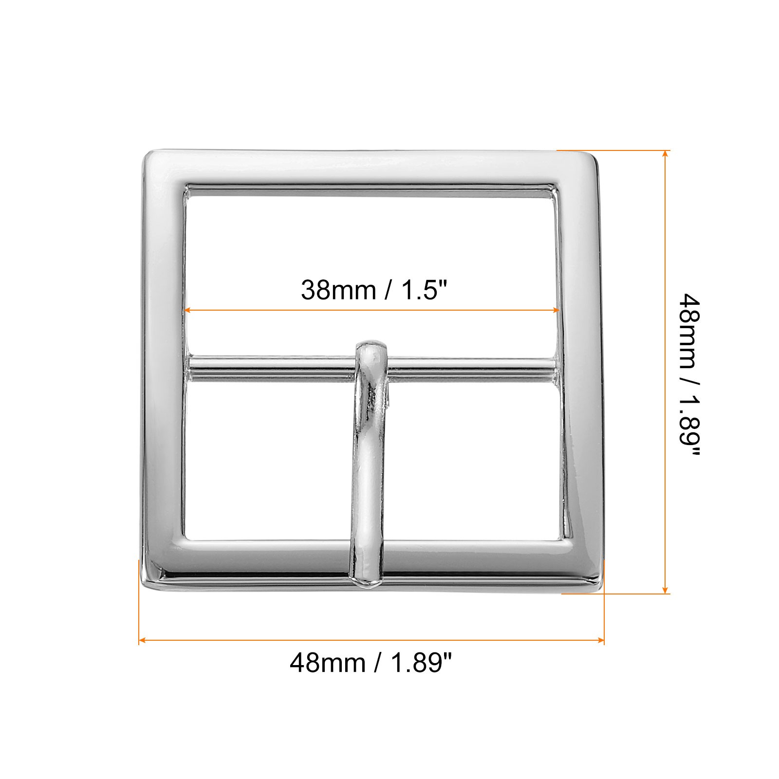 1.5 Inch Single Prong Belt Buckle Square Center Bar Buckles for Belt Silver