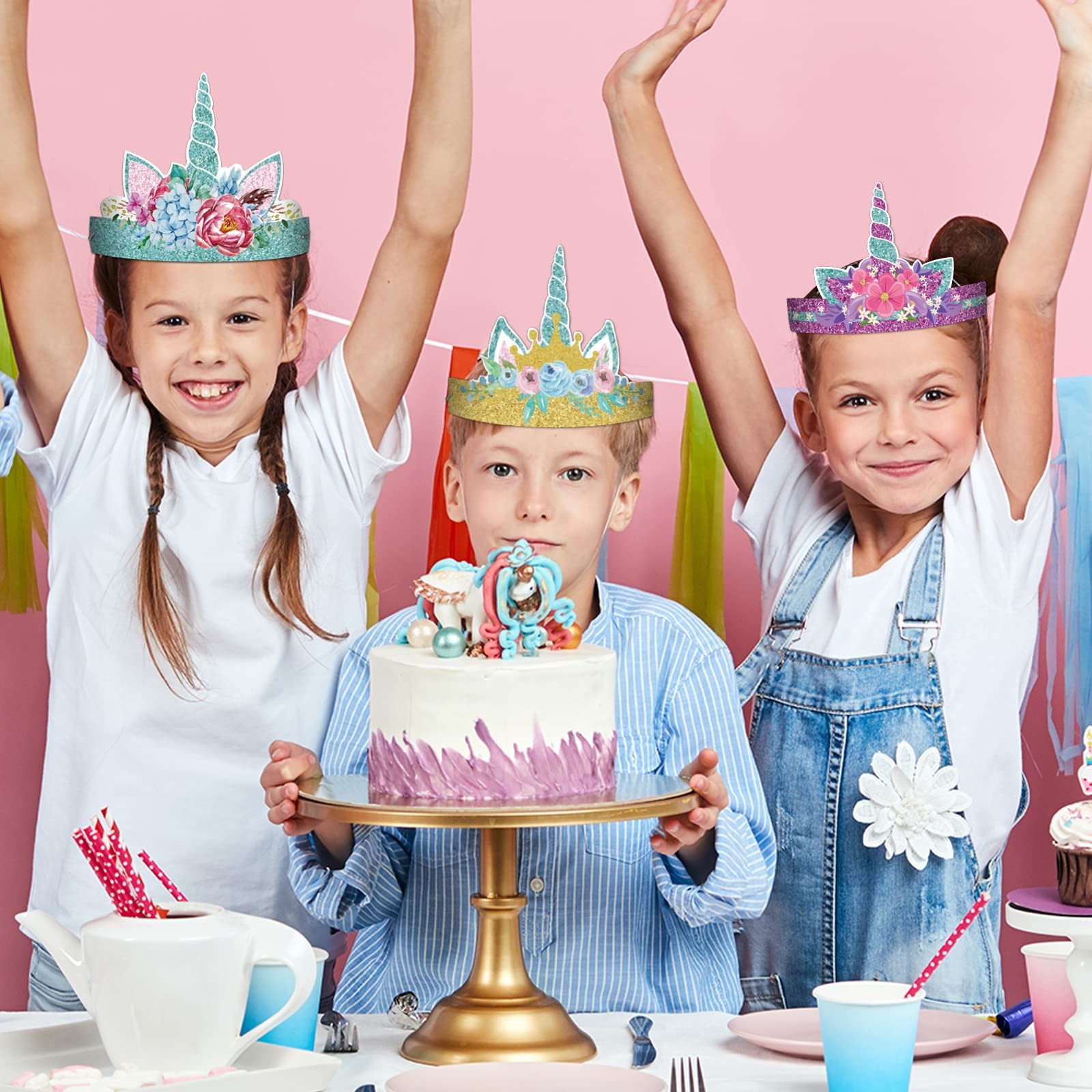 chiazllta 12 Pieces Unicorn Birthday Party 10inch*4.7inch, Purple,blue,pink
