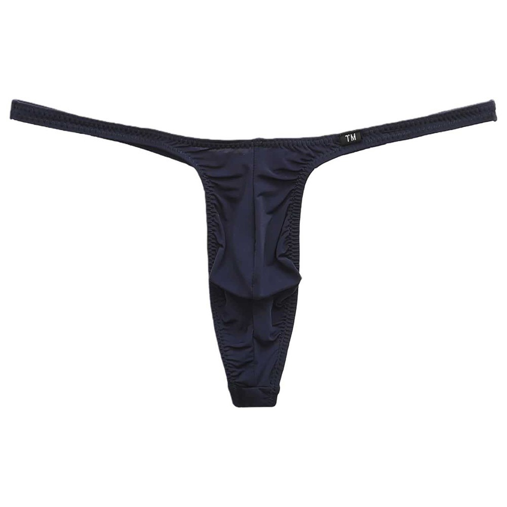 Men Ice Silk Low Rise Gstring Thong Underwear with Bulge Pouch for Men