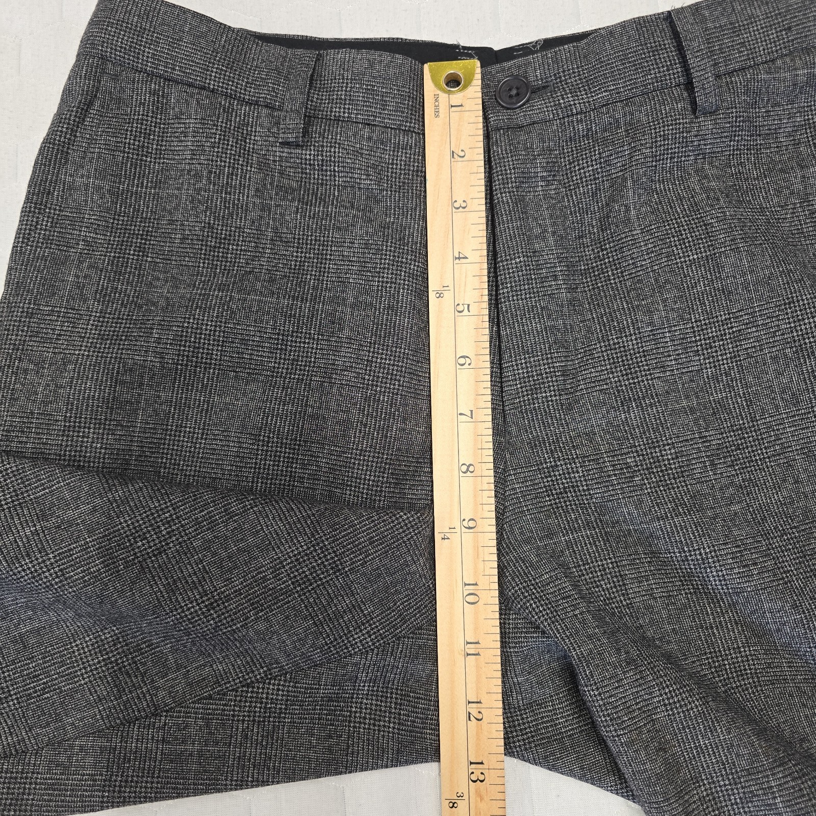 John Varvatos USA Luxe Wool Blend Grey Plaid Dress Pants Trousers Men’s 34×33.5