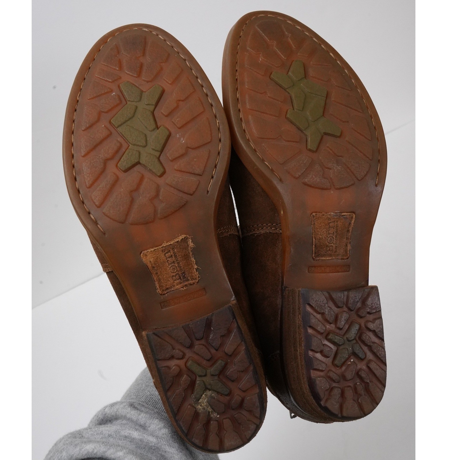 Born, Brown Leather Braided Buckle Ankle Boots Booties Womens Size 8