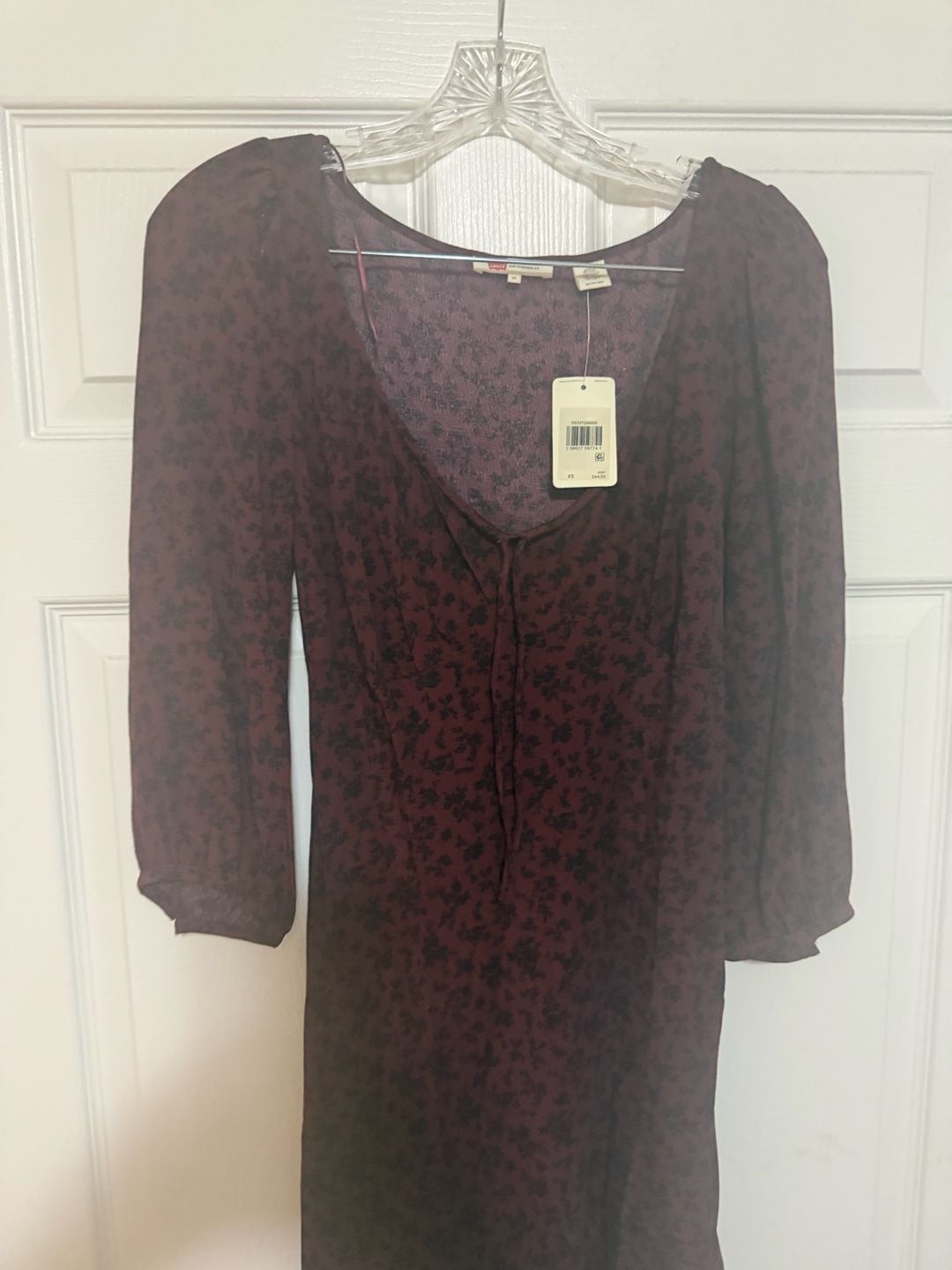 Levi’s Odette Dress in Ditsy Flocked Burnt Maroon