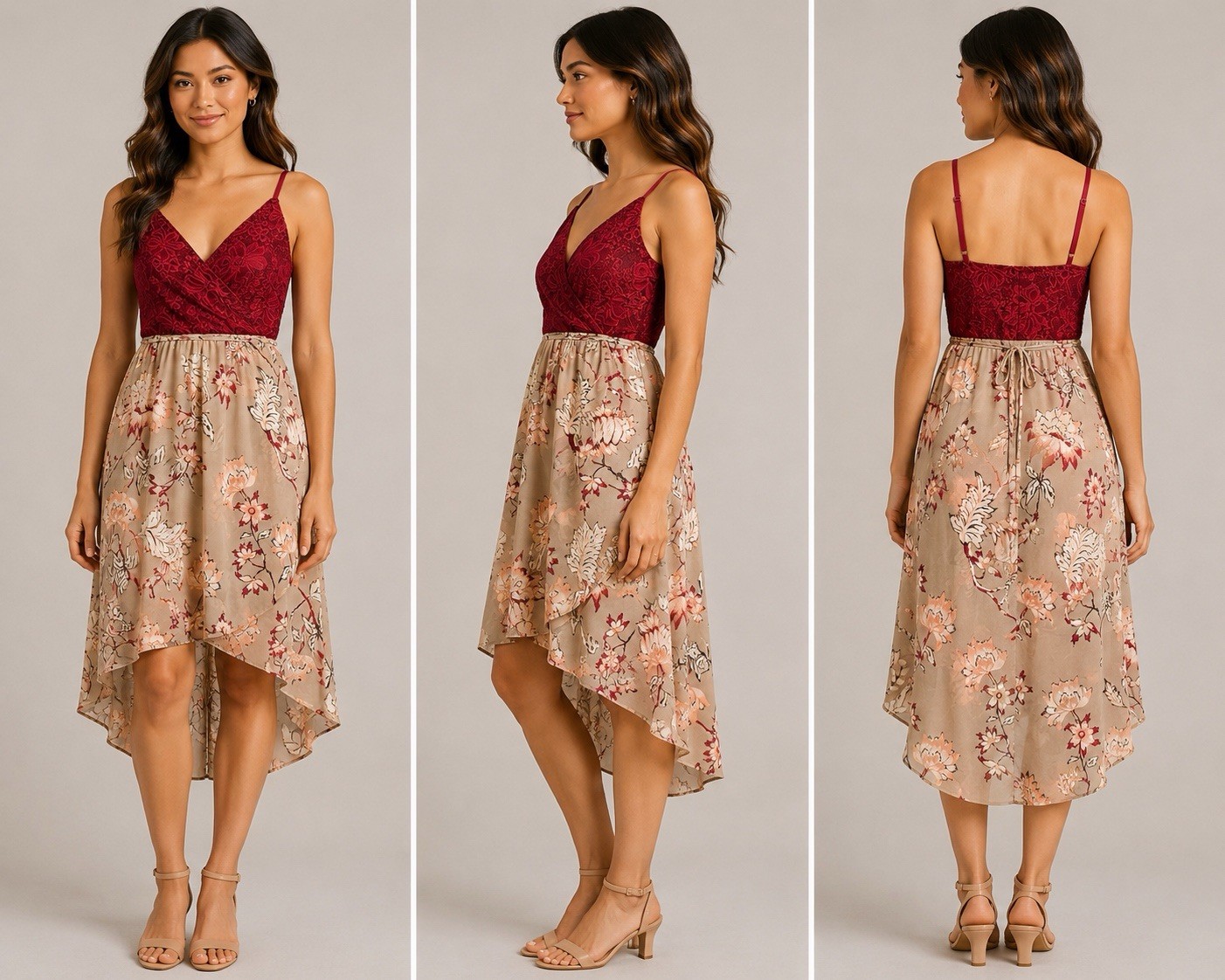Kismet Womens Small Floral High Low Dress Lace Bodice Sleeveless NWT