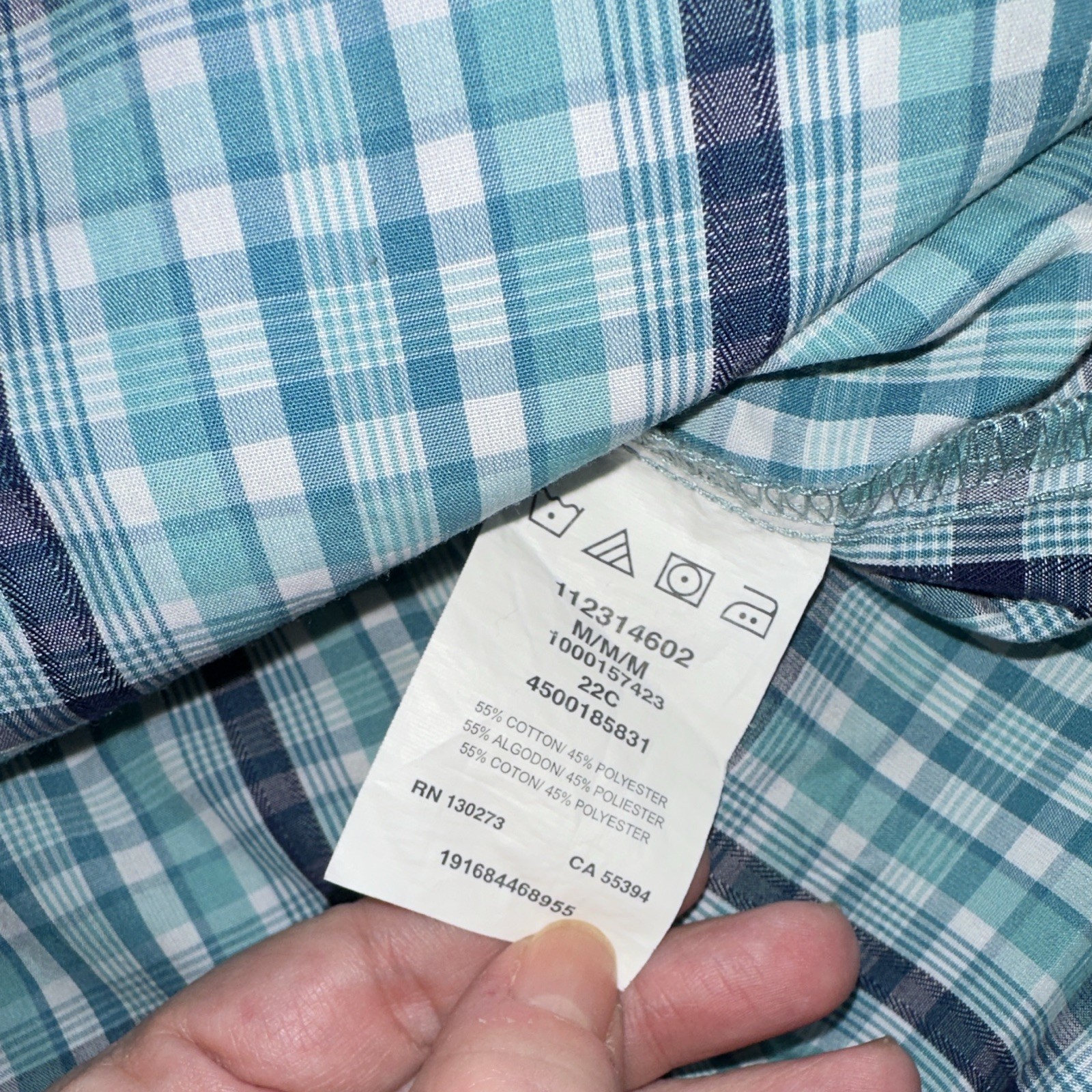 Wrangler Authentic Western Men’s M Blue White Plaid Woven Pearl Snap Shirt