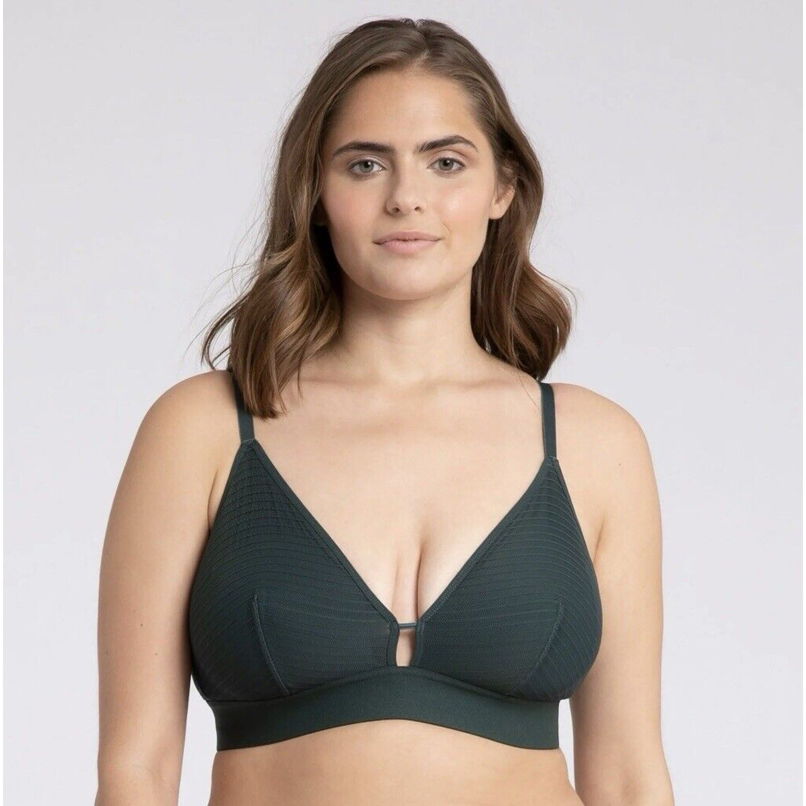 All.You.LIVELY The Busty Stripe Mesh Bralette In Emerald Size 1 32DD-34DD