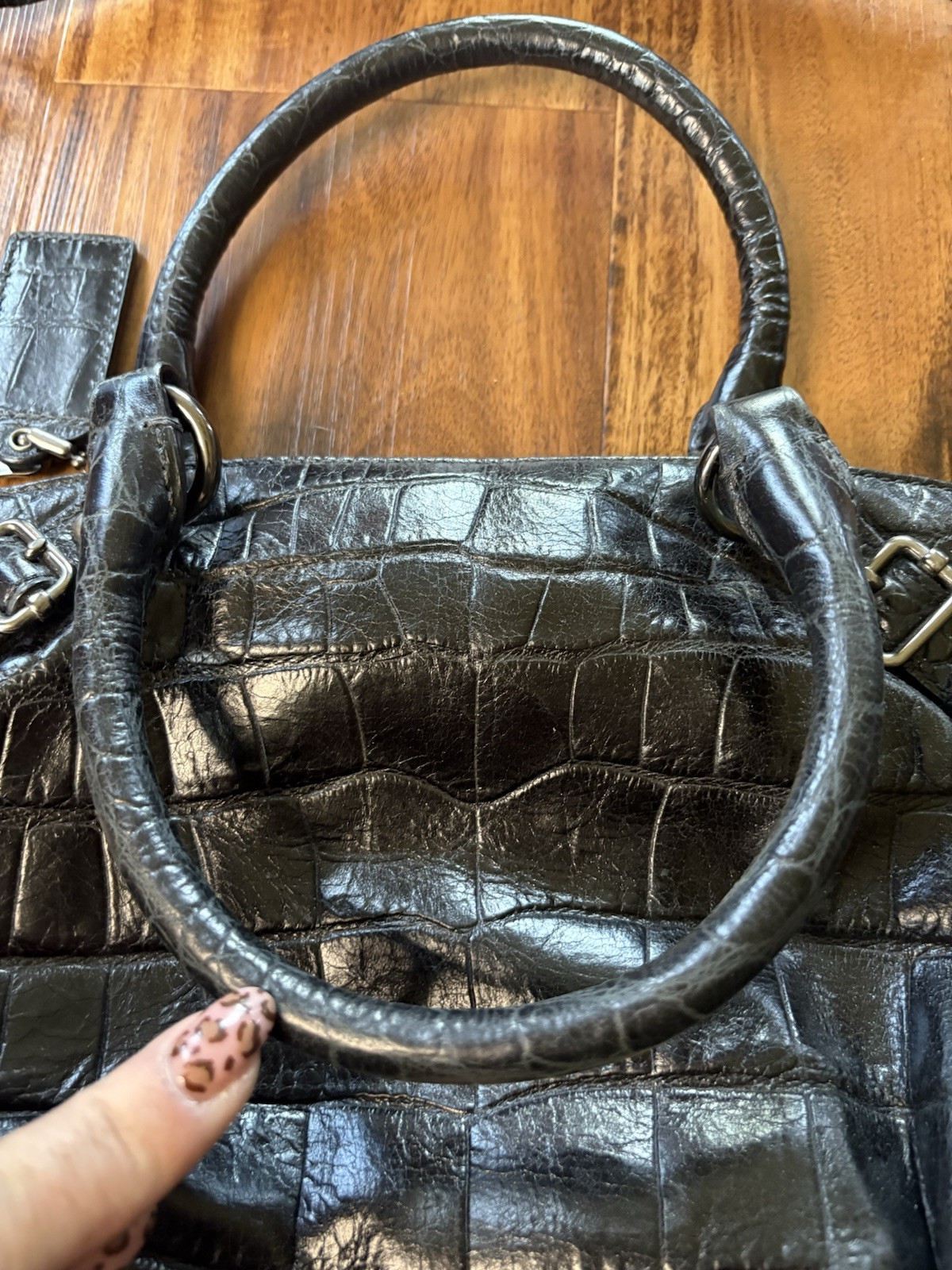 Coach 15924 Madison Embossed Sophia Bag Black With Purple Lining With Charms