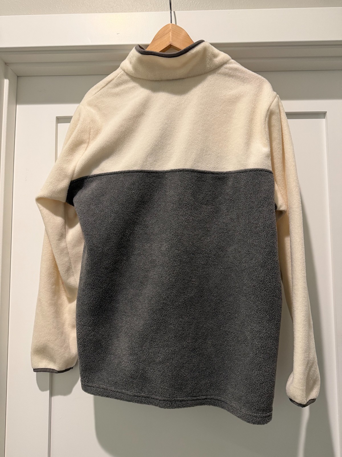 Columbia Womens 1X Beige Gray Fleece 1/4 Snap Button Pullover Sweatshirt Fleece