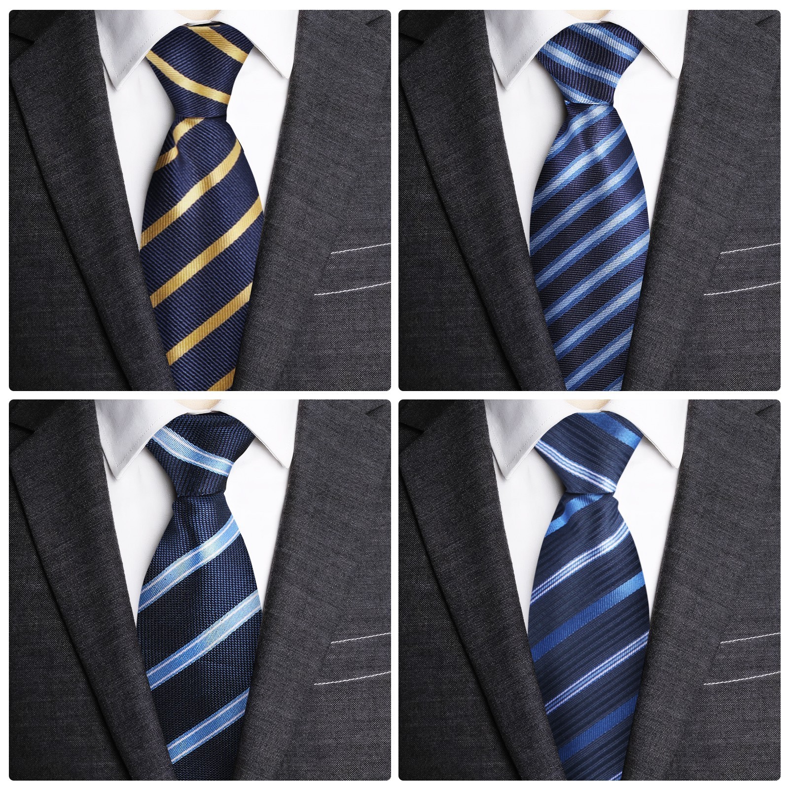 4Pcs Men’s Clip-on Ties Solid Color Men’s Tie Pre Tied Clip on Ties for Men Gift