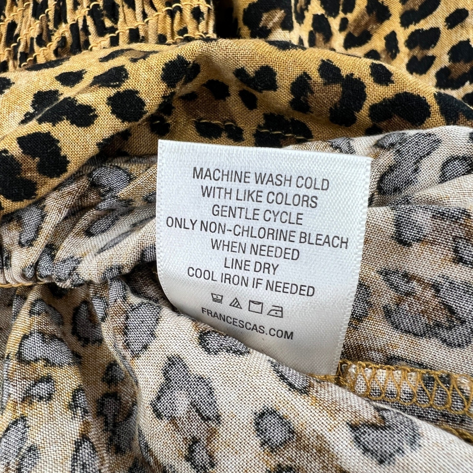 Mi Ami Francesca’s Leopard Print Smocked Peplum Top S Boho Feminine Romantic