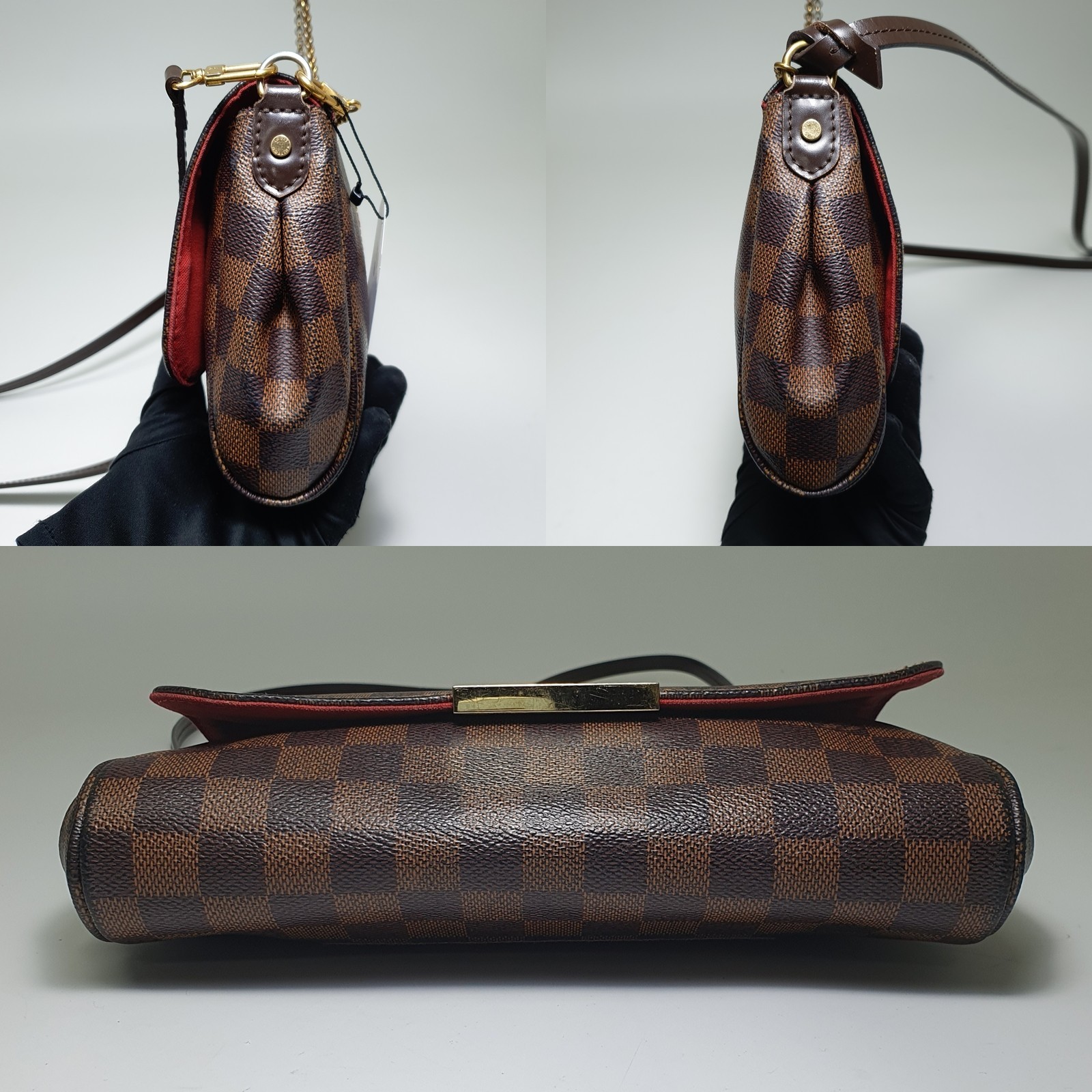 TARIFF FREE Authentic Louis Vuitton Favorite MM Damier Ebene N41129 Daily CLA762