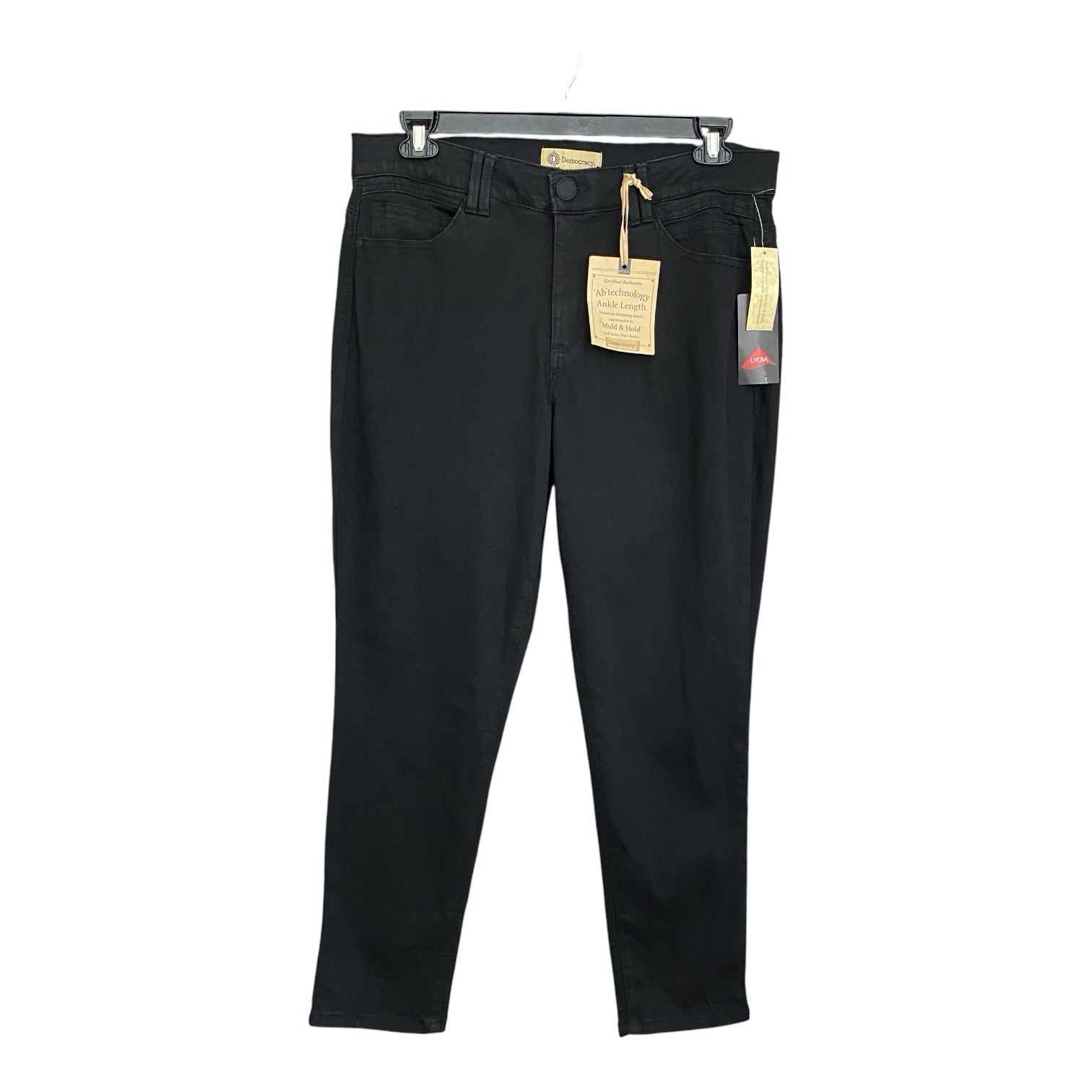 Democracy Women’s Sz 16 Black Jeans Ankle Length High Rise Ab Technology Stretch