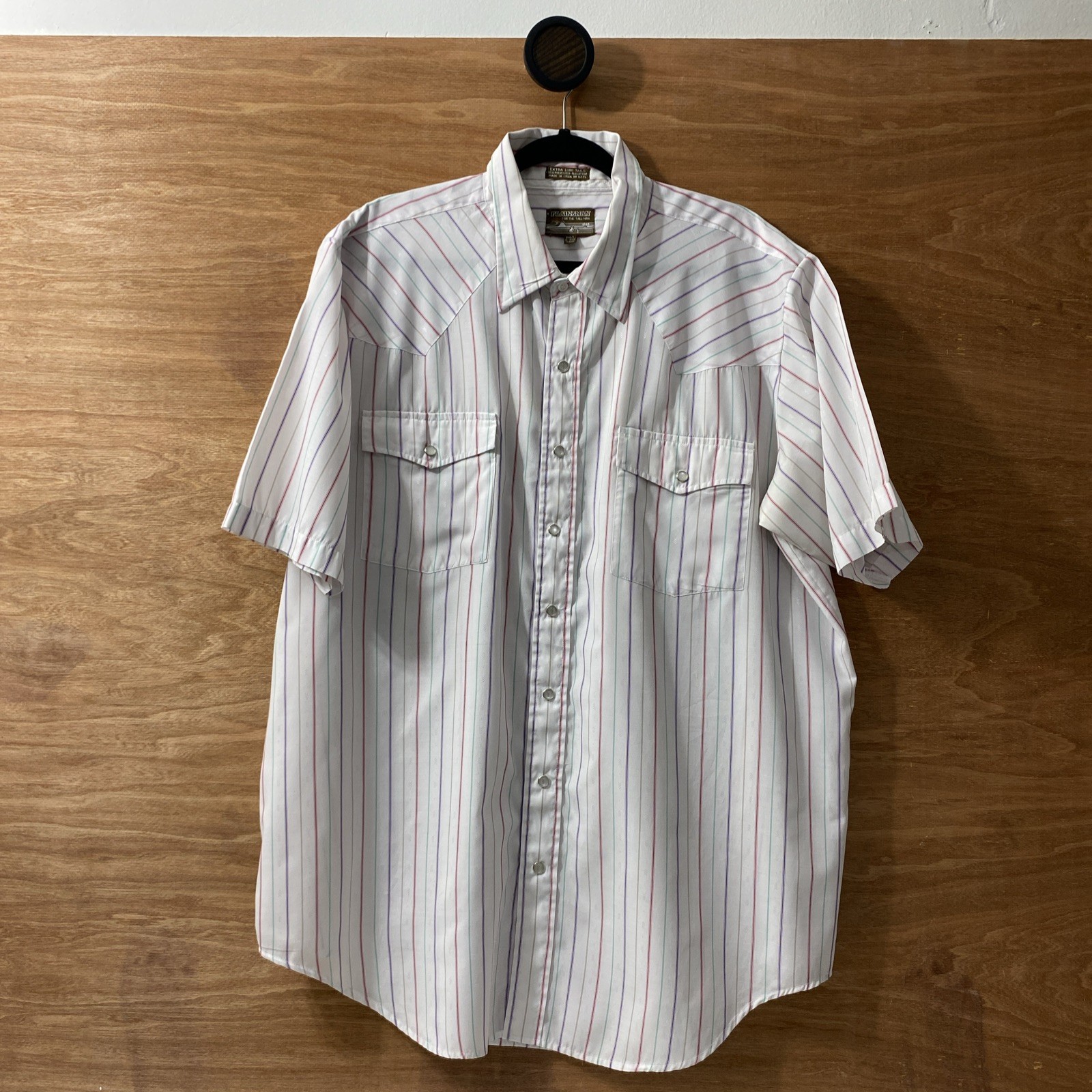 Plainsman Vertical Stripe Snap Up Western Shirt with Square Tails (2XLT 18-18.5)
