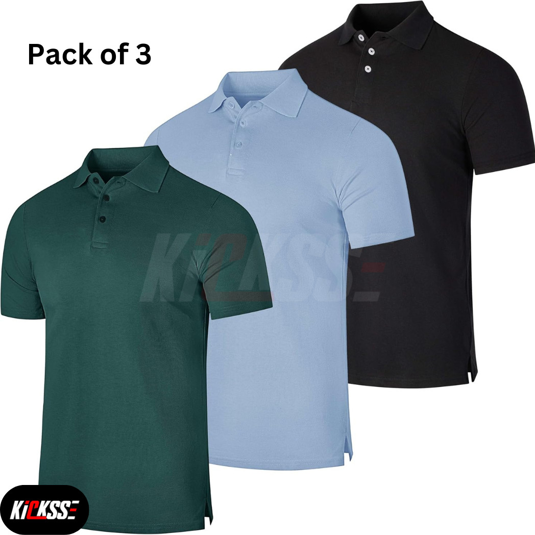 Pack of 3 Men’s Polo Shirts – Multicolor Piqué Cotton, Classic & Comfortable