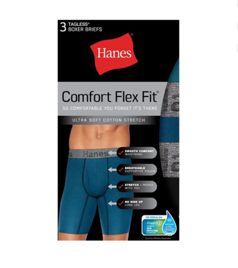 Hanes Men’s Comfort Flex Fit Cotton Stretch Long Leg Boxer Brief 2XL -Pack of 3