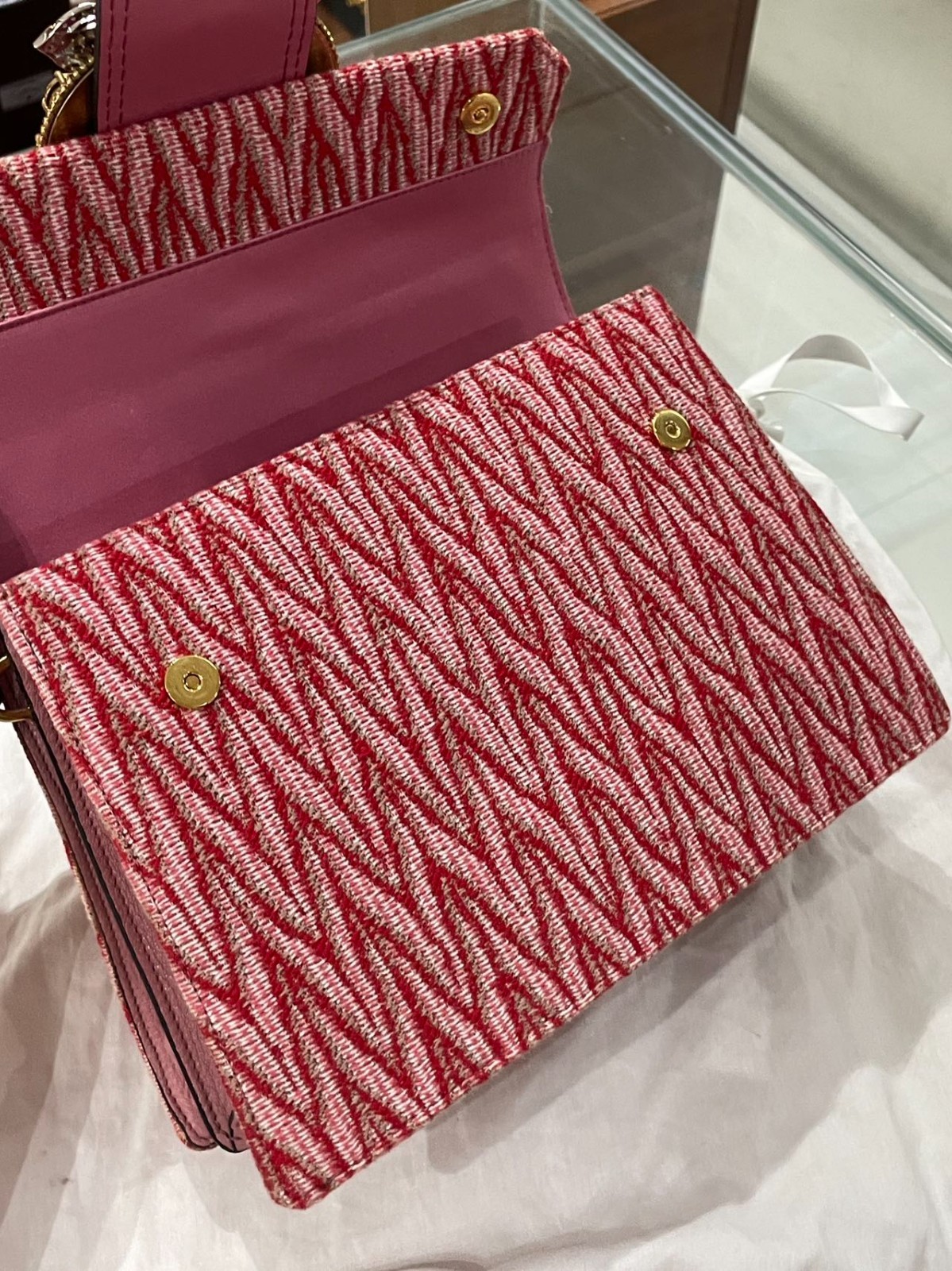 Miu Miu Mini Sunflower Gem Shoulder Bag Pink Leather Italy