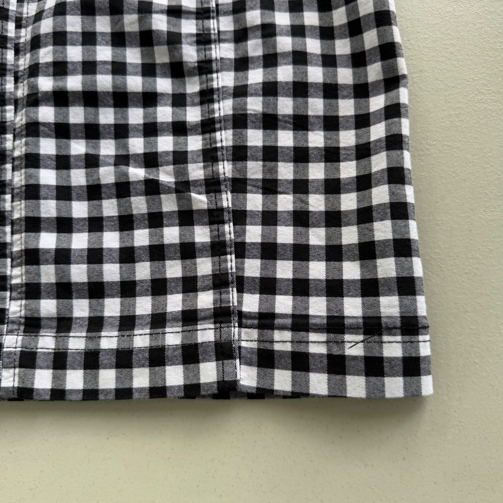 Free People 12 Black White Gingham Checker Plaid Modern Femme Novelty Mini Skirt