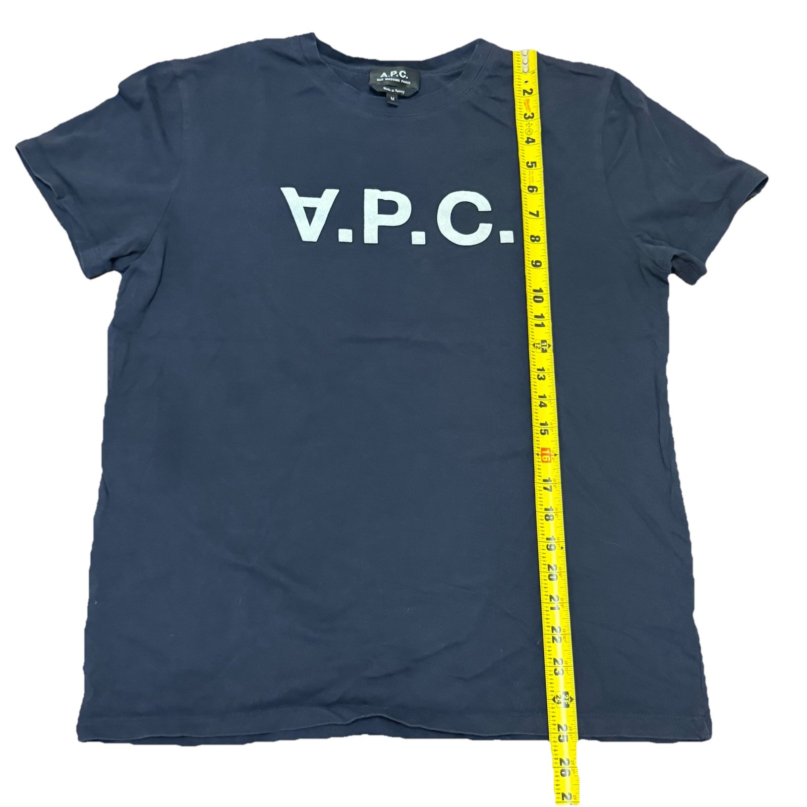 A.P.C. Rue Madame Paris VPC Logo T-Shirt Navy Blue Short Sleeve Men’s Medium