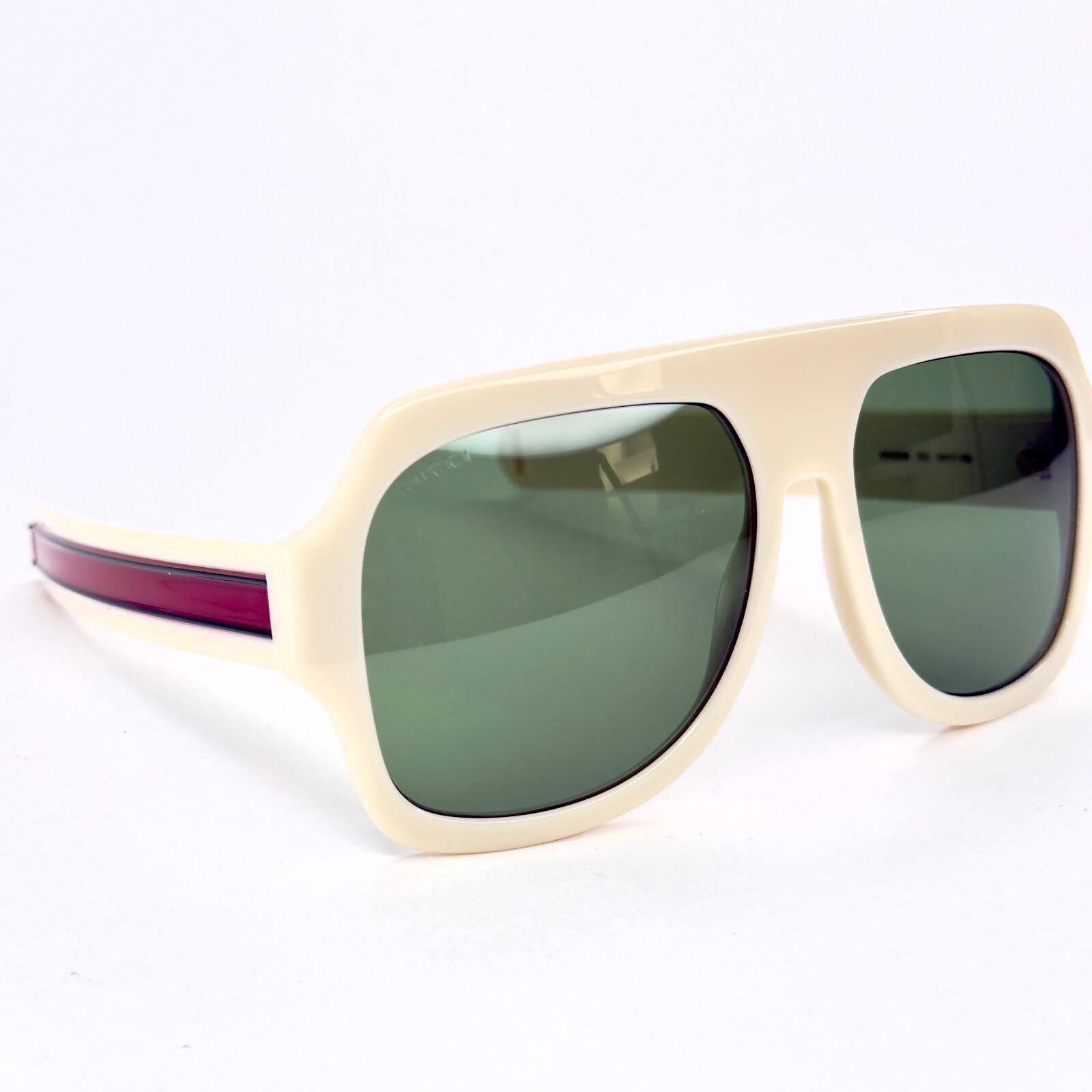 GUCCI GG0255S AUTHENTIC SEGA 0255 Ivory Green Stripe Unisex Sport Sunglasses 003