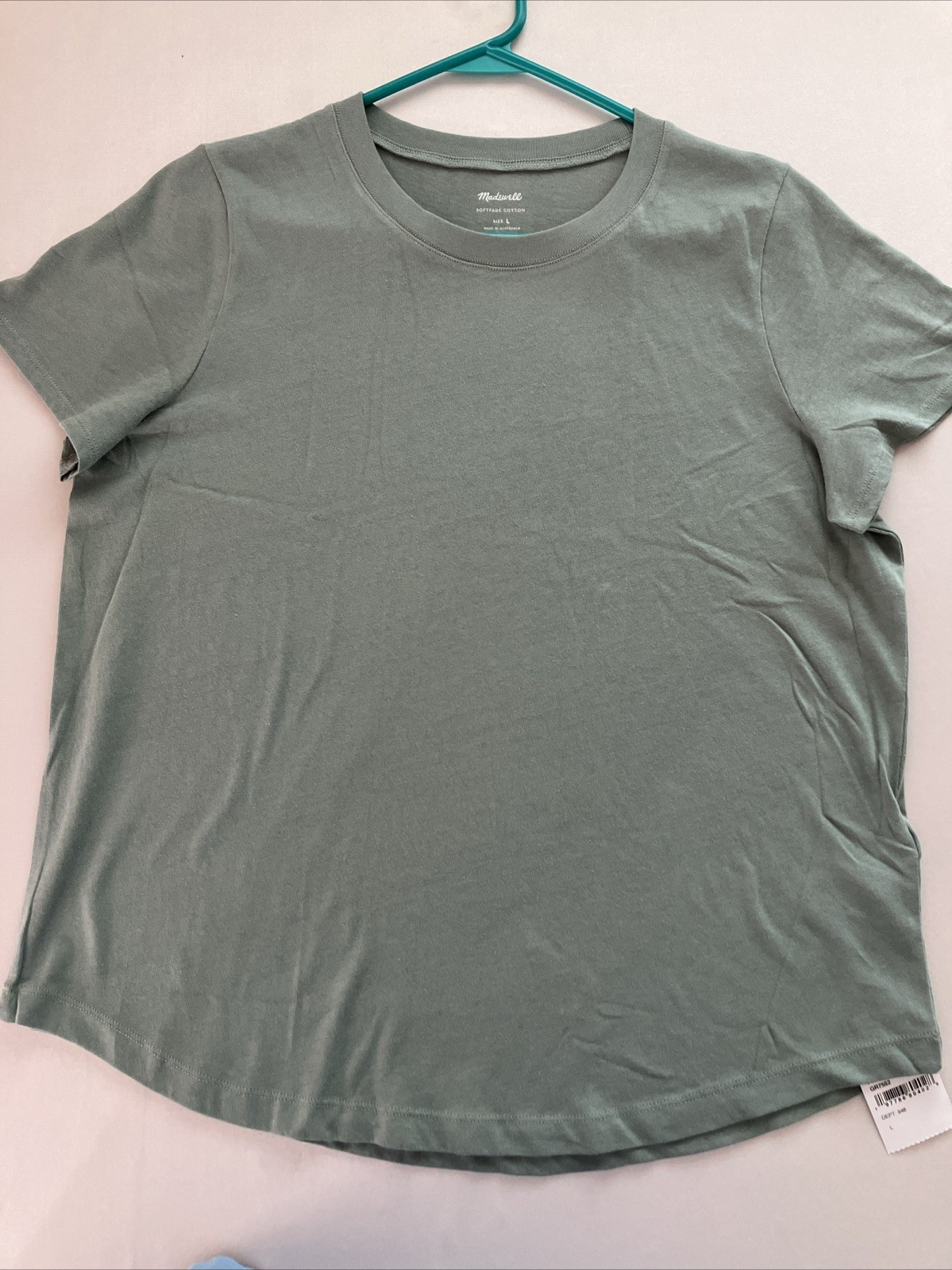 Madewell Softfade Cotton Tee Womens Large Green Crew Neck Short Sleeve Top NWT