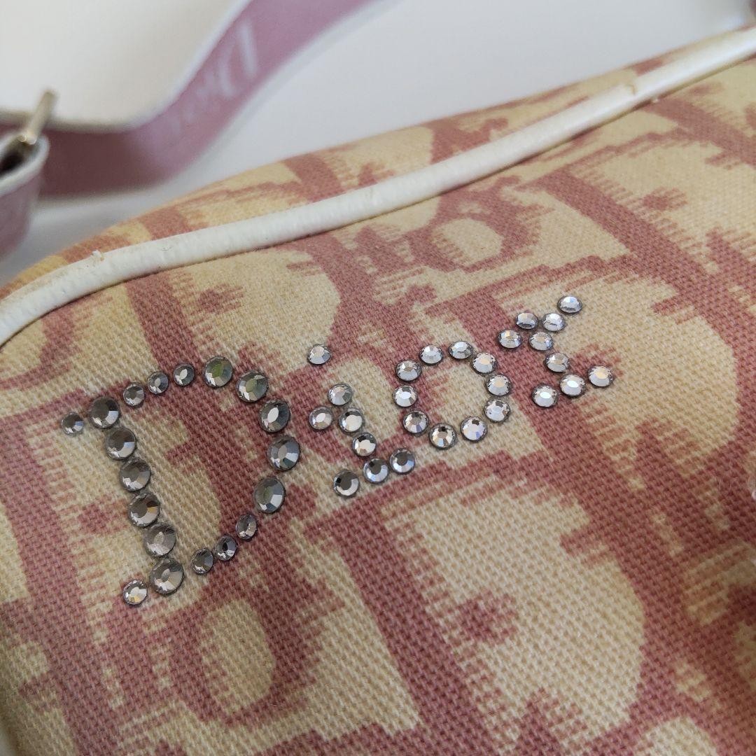 Christian Dior Bag trotter rhinestone logo pink shoulder bag