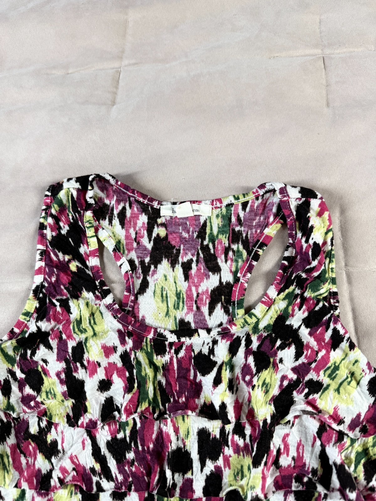 Brina & Em Womens Sleeveless Ruffle Tank Racerback Top Multicolor Size S