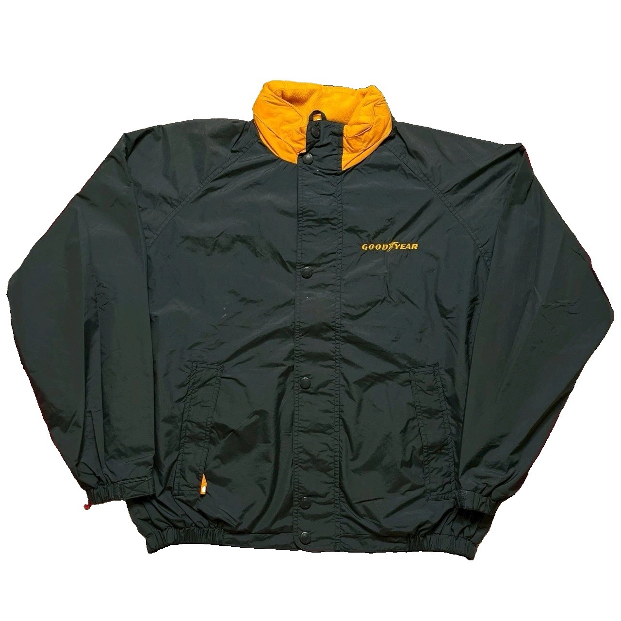 Vintage 90s Windbrecker Nylon Jacket Good Year Logo L Zip Up & Button Up