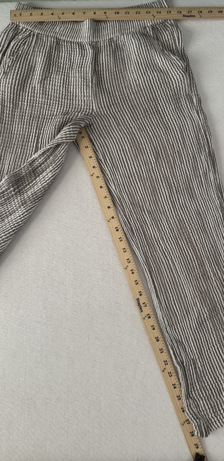 Lou & Grey Med Striped Triple Cloth Shirt & Wide Leg Pant 100% Cotton Lounge Set