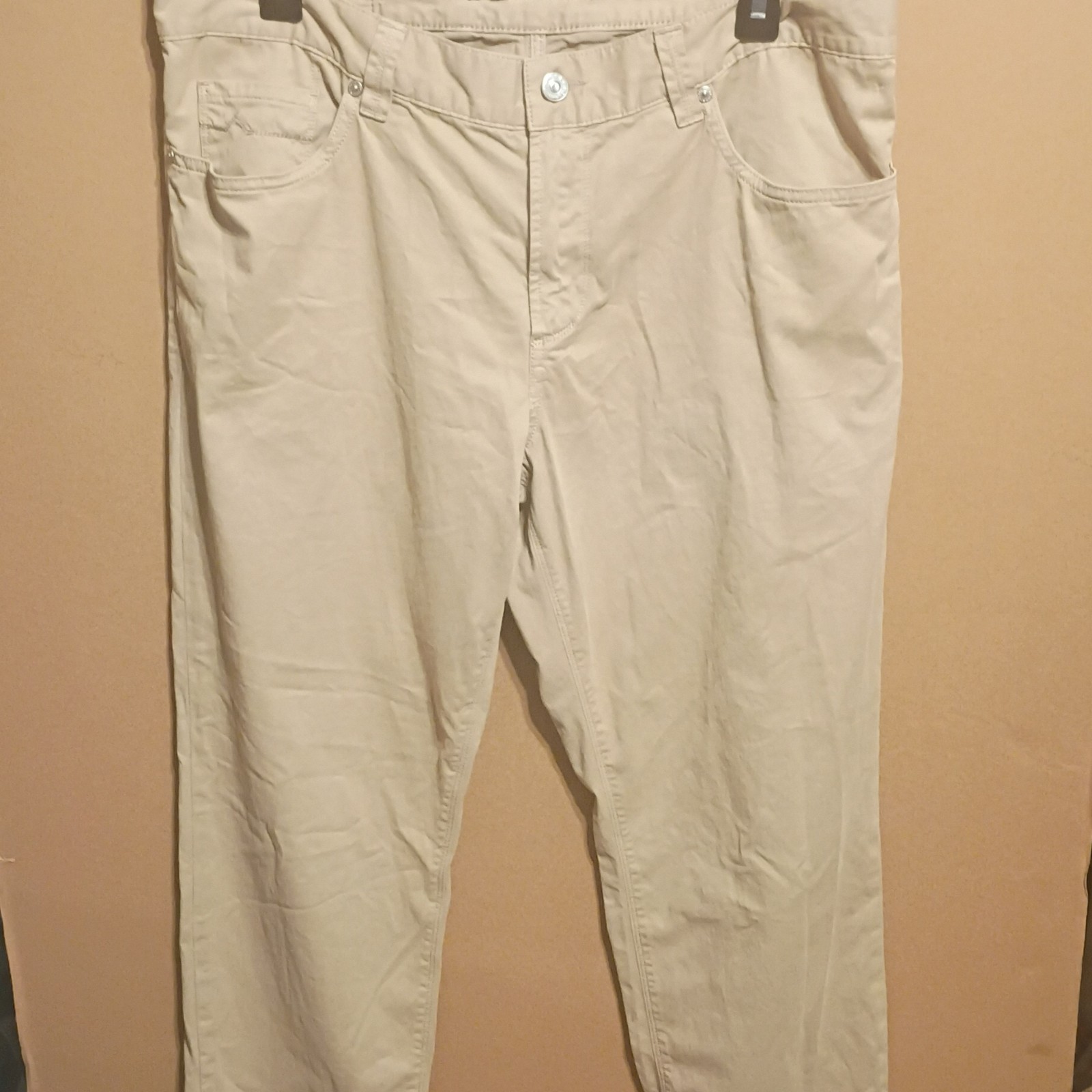 ALBERTO Compact Cotton Twill Beige Regular Fit Straight Leg 5-Pocket Pants 34
