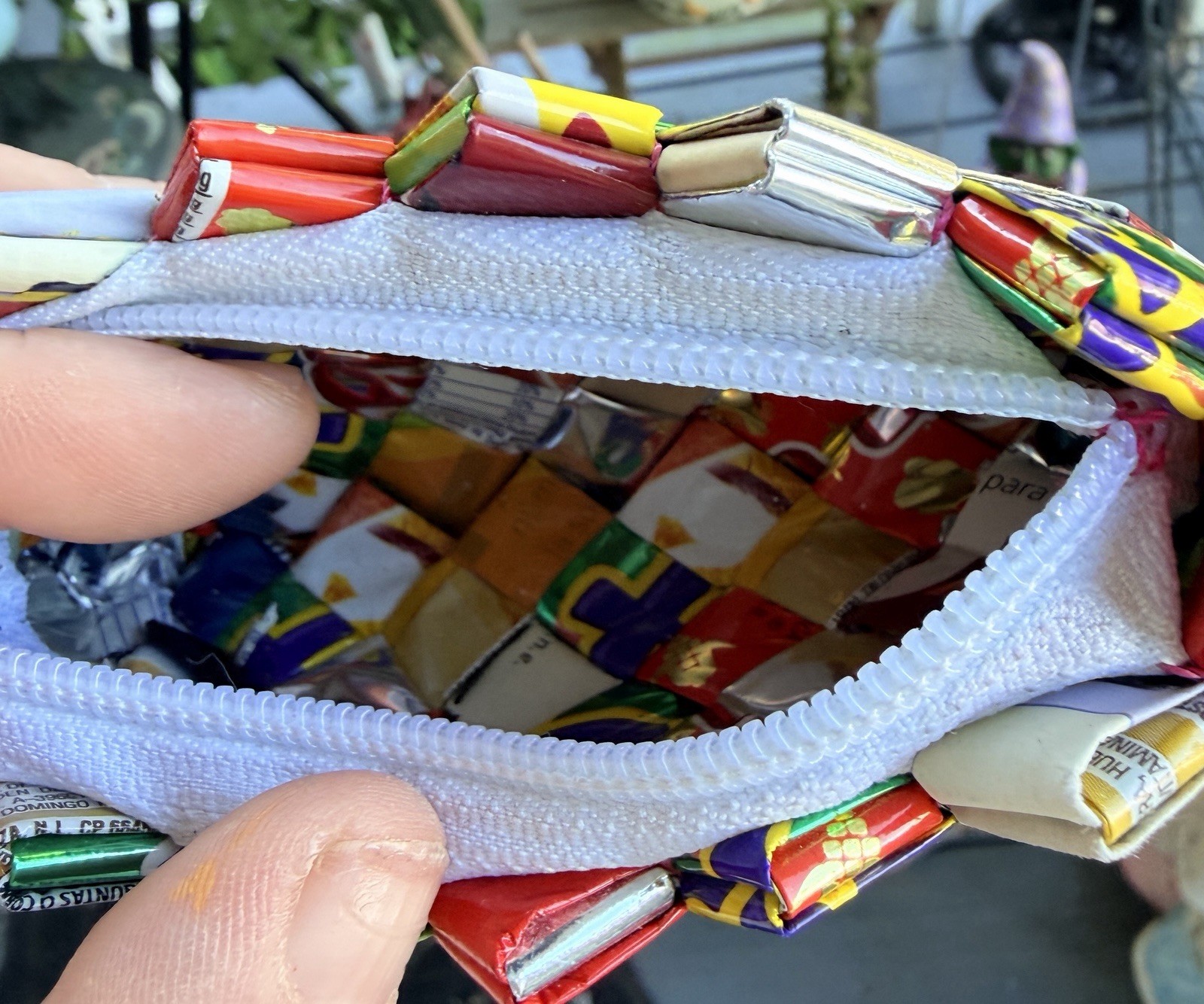 Vintage Recycled Candy Wrapper Coin Purse Nahui Ollin Style