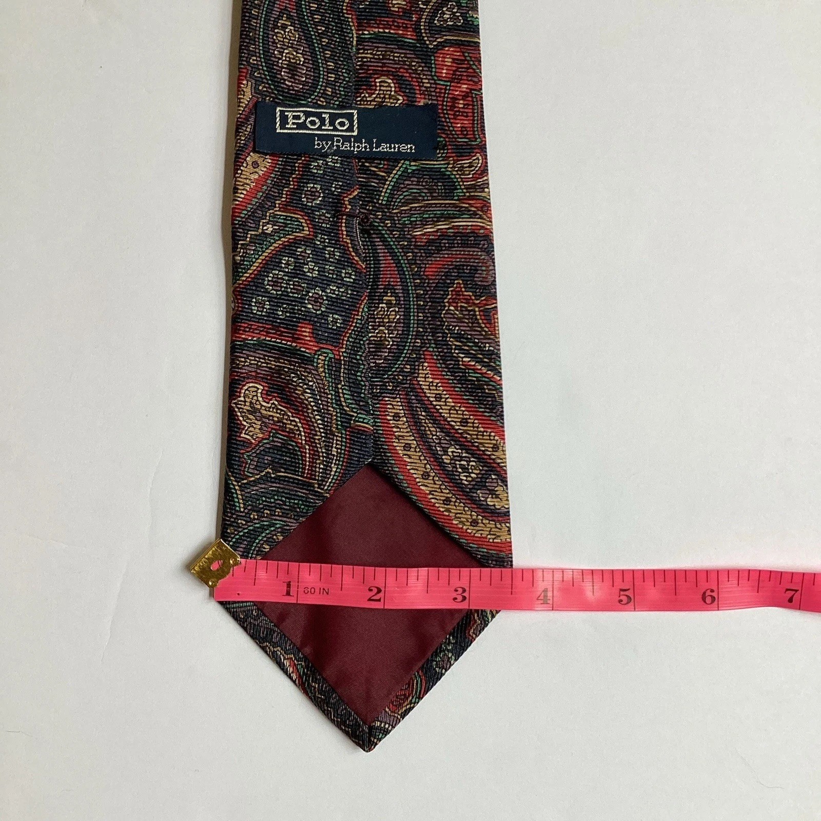 Vintage Polo Ralph Lauren Silk Tie Paisley Hand Made Blue Purple Red Classic