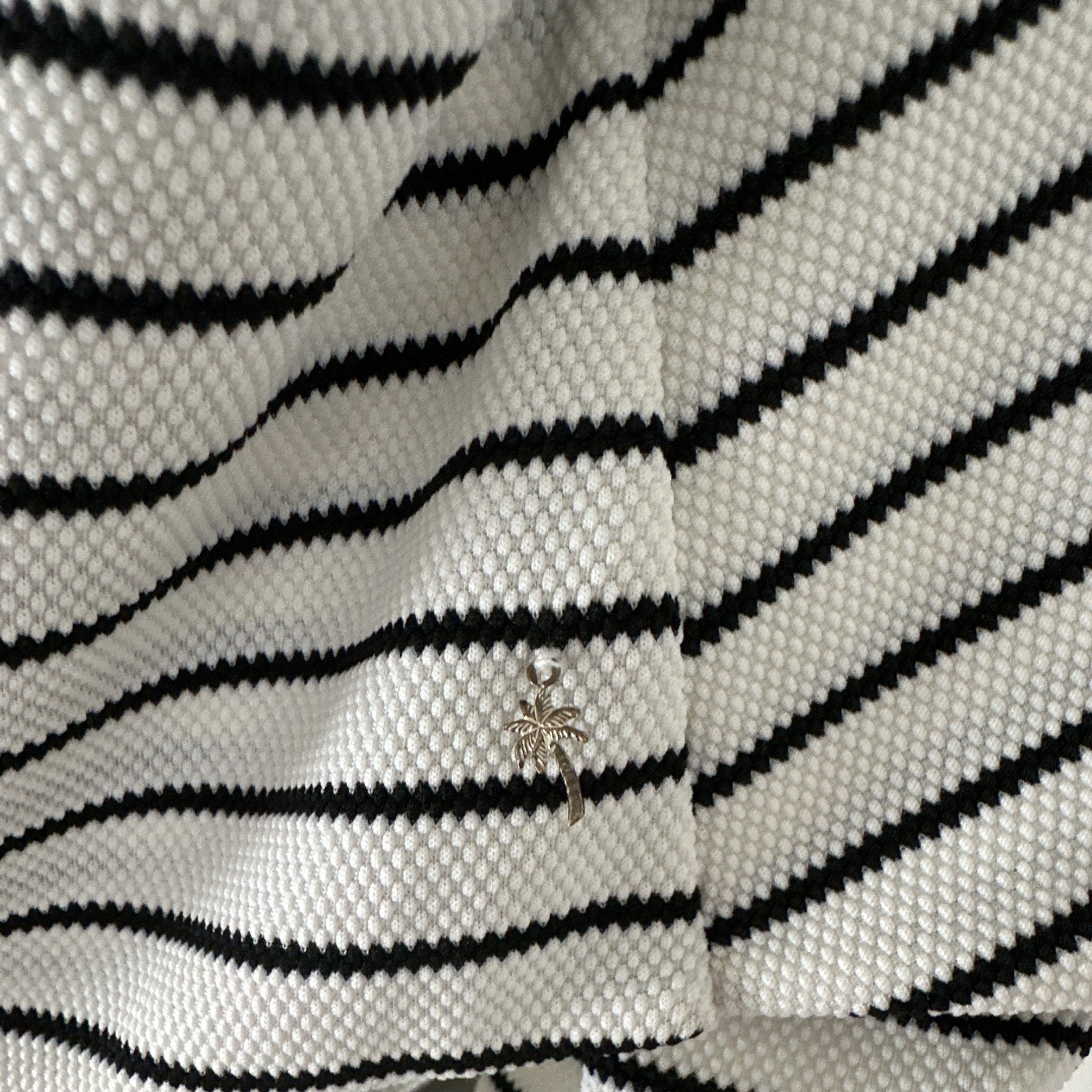 Lilikoi Black & White Striped Textured Stretch One Piece Bodysuit Women’s S