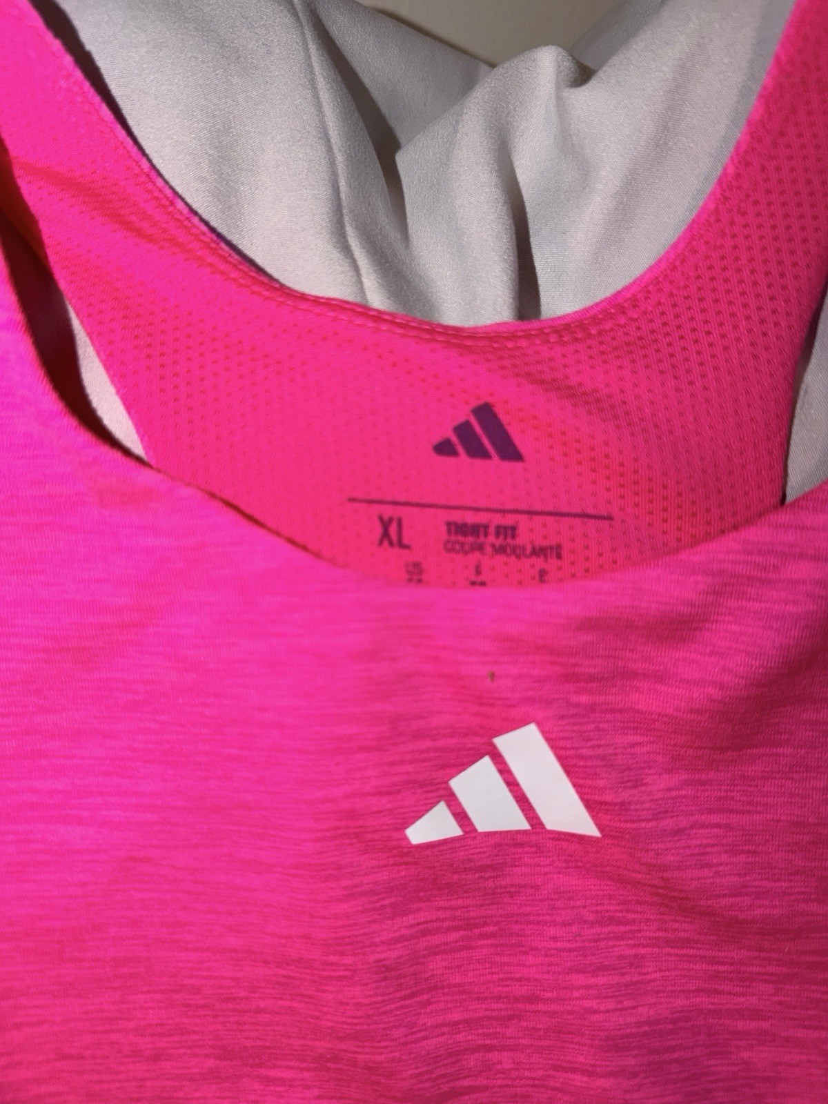 adidas Melange Training Tank Women’s XL Pink Racerback Scoop Neck Stretch