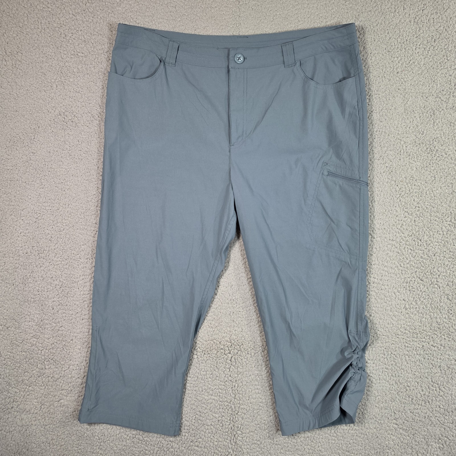 Eddie Bauer Tech Capri Cargo Pants Womens 16 Blue Nylon Stretch Hiking UPF 50+