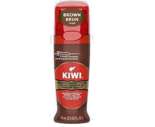 KIWI Color Shine Liquid Polish Brown, Shoe Polish, long-lasting, 2.5 FL. OZ.