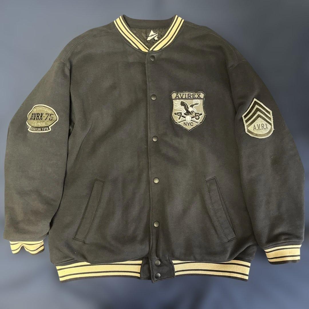 AVIREX Stadium Jacket Blouson Coat Men Size XL Navy Genuine