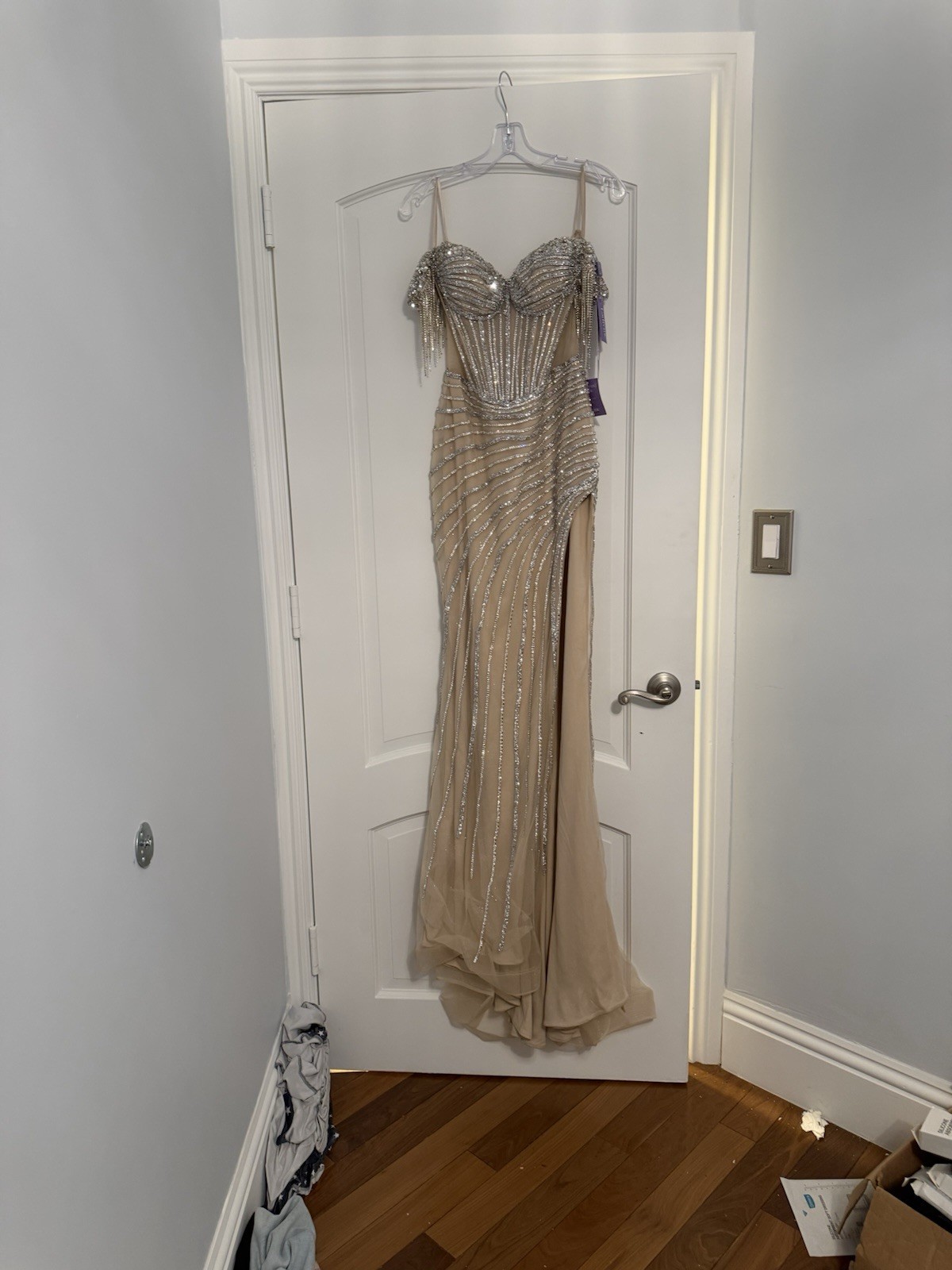 Ladivine by Cinderella Divine dress silver on nude size 4