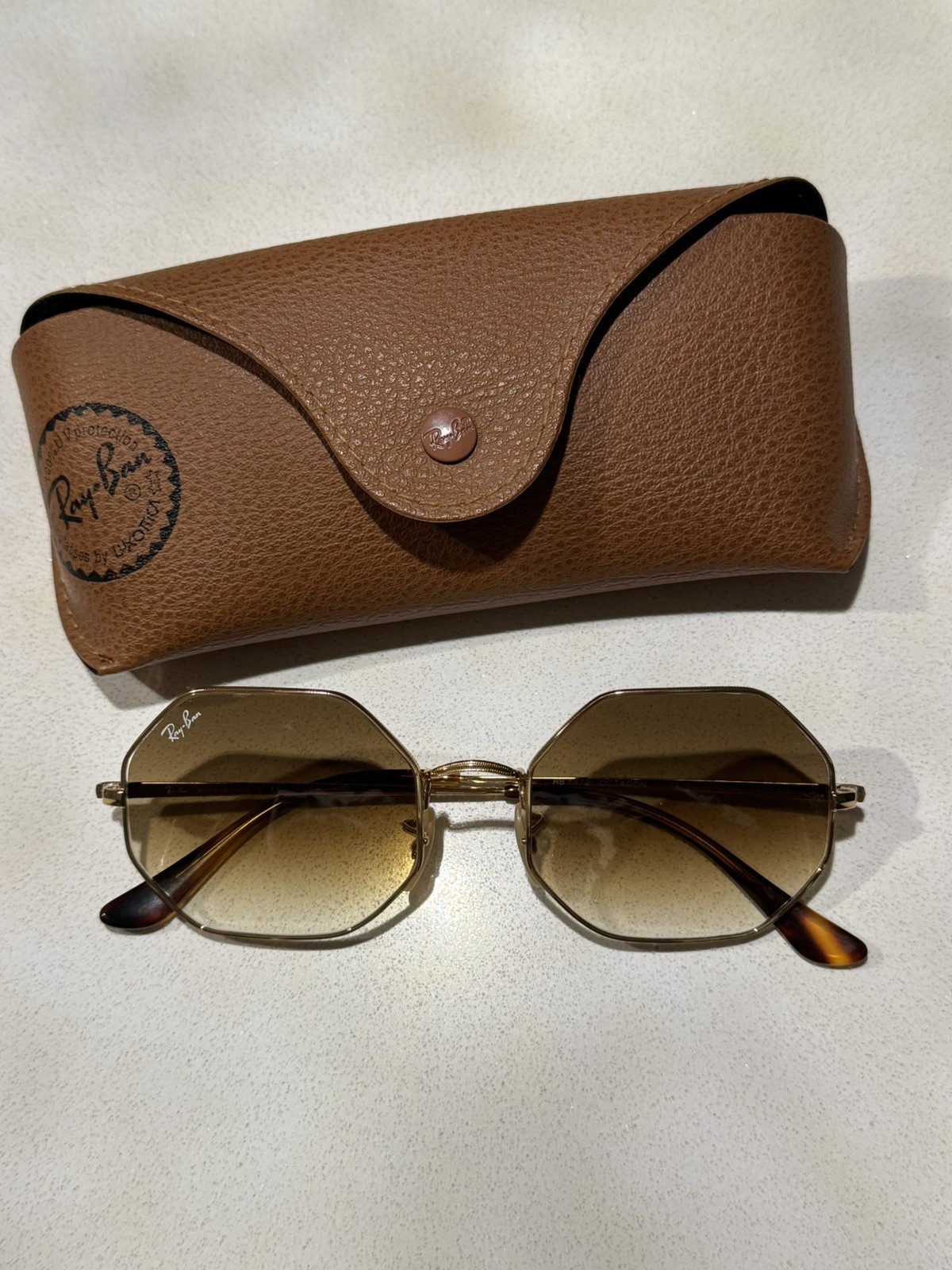 Ray Ban Octagon 1972 Sunglasses Gold Brown Gradient 914751 54-19 Metal