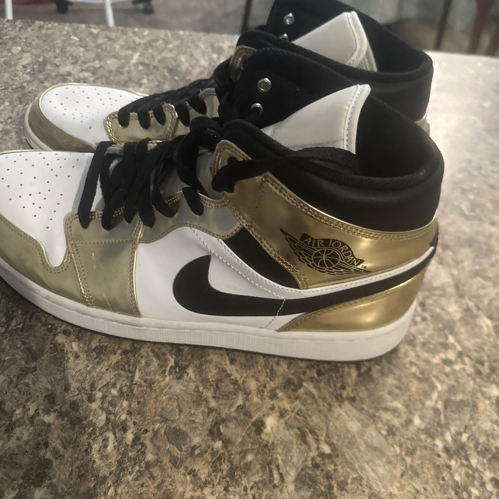 Nike Jordan 1 Mid Metallic Gold (worn)