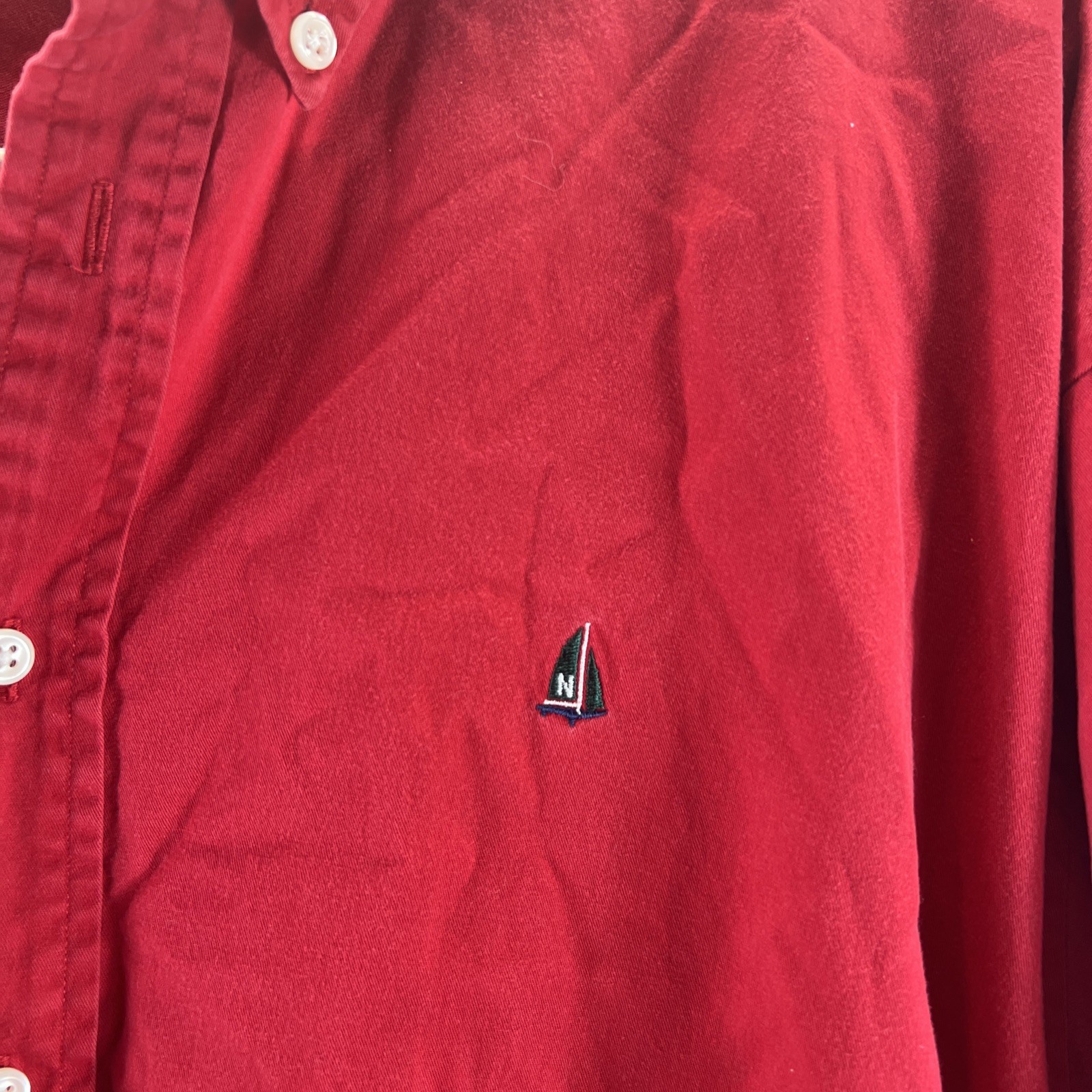 Norsport Red 100% Cotton Long Sleeve Button Down Collared Shirt Men’s Size L
