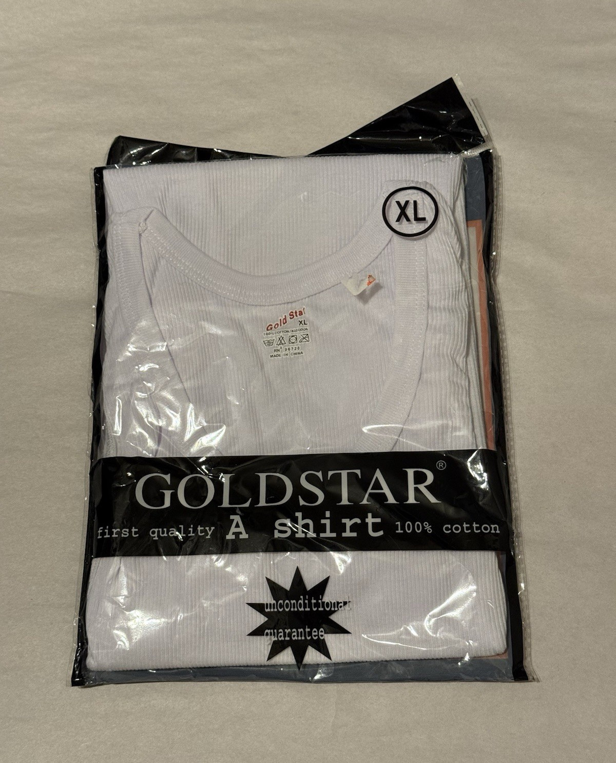 Goldstar Men’s A-Shirt Tank Undershirt XL White Ribbed 100% Cotton New Sealed