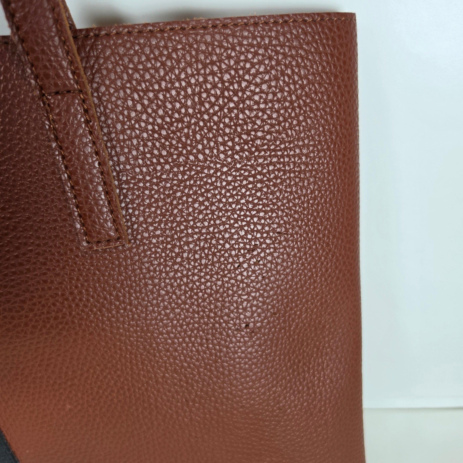 Vince Camuto Luck Tote Brown Vegan Pebble Leather Shoulder Handbag FabFitFun