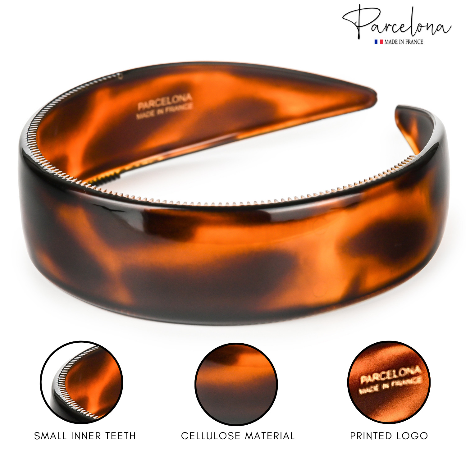 Parcelona Extra Wide French Headband 1.25 Inch Cellulose Acetate Hairband for