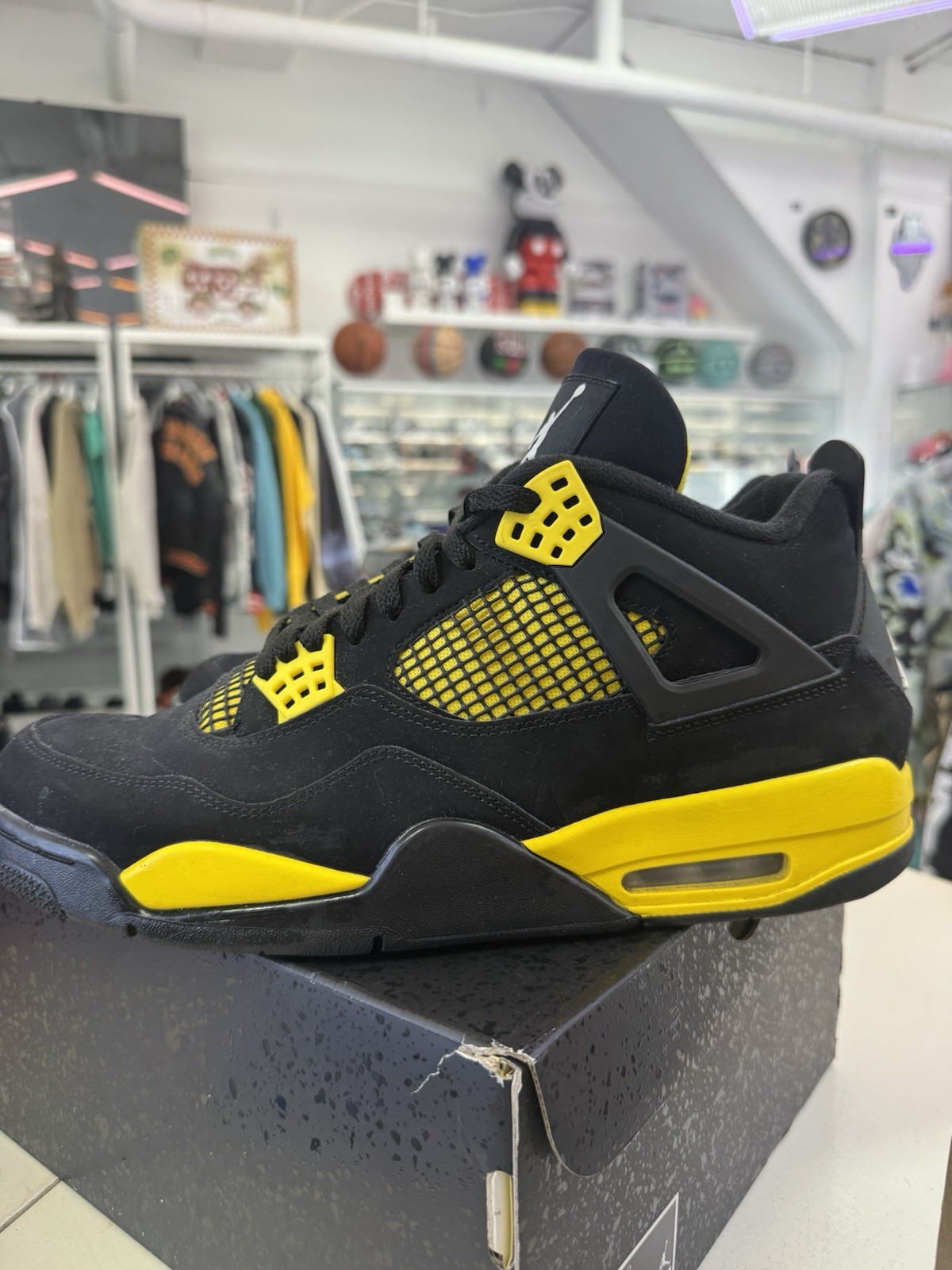 Air Jordan 4 Retro Thunder Black Yellow AJIV AJ4 DH6927 017 Men Shoe Size 12.5