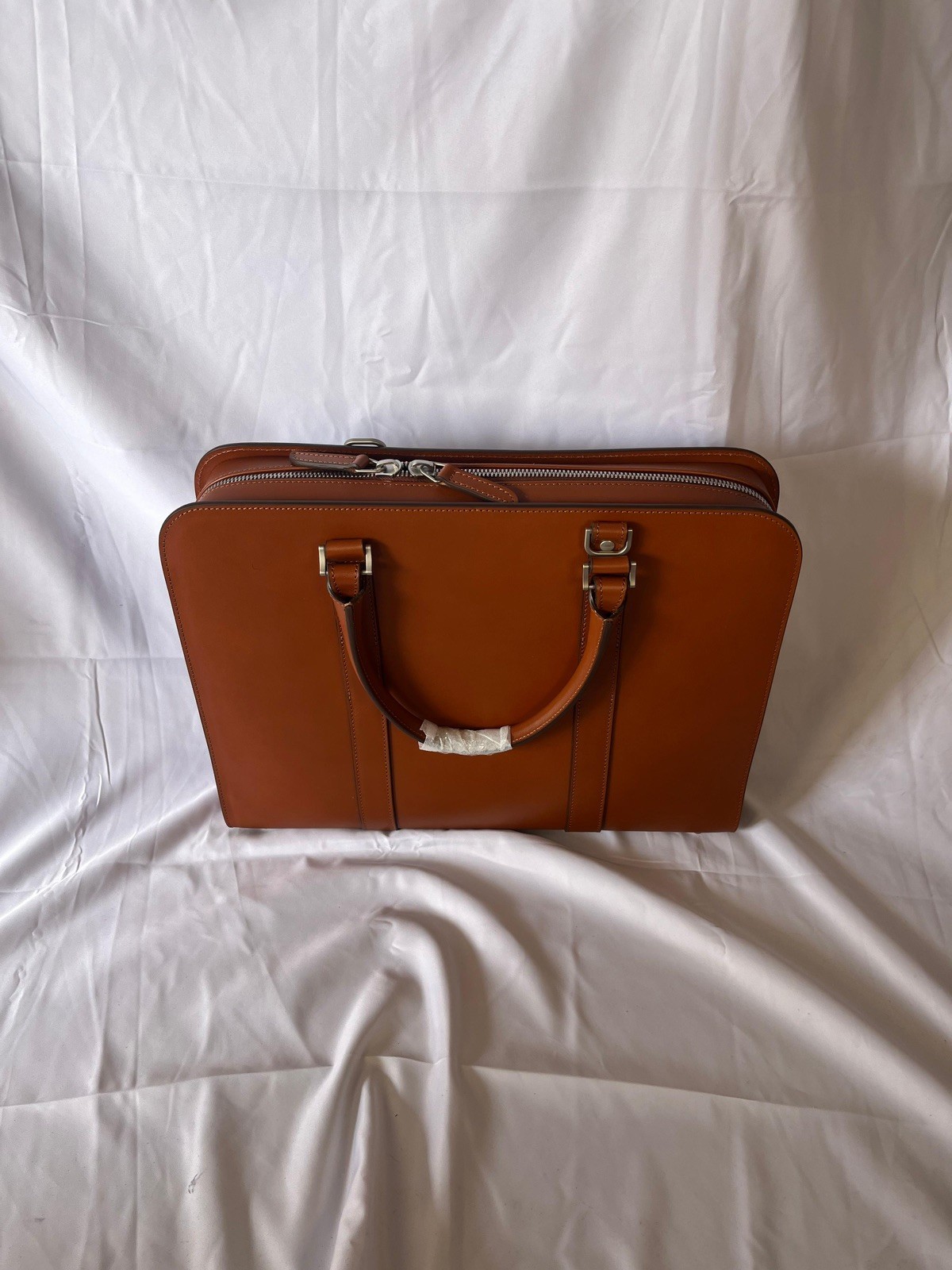 Carl Friedrik Palissy Single Zip Briefcase – Cognac Smooth Leather